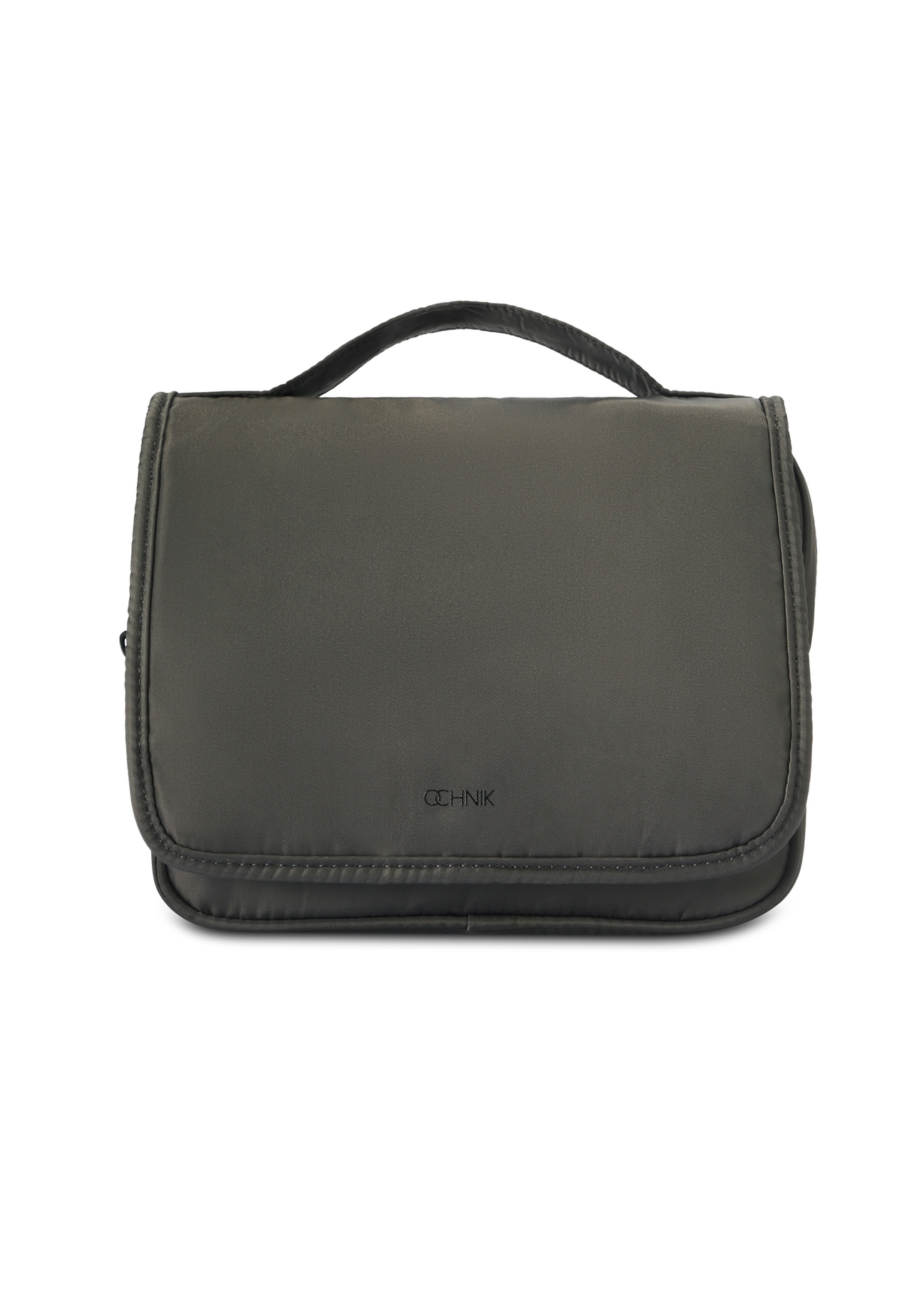 Men's cosmetic bag in dark gray color TORMN-0370-95(Z25), product view from the front on a white background.