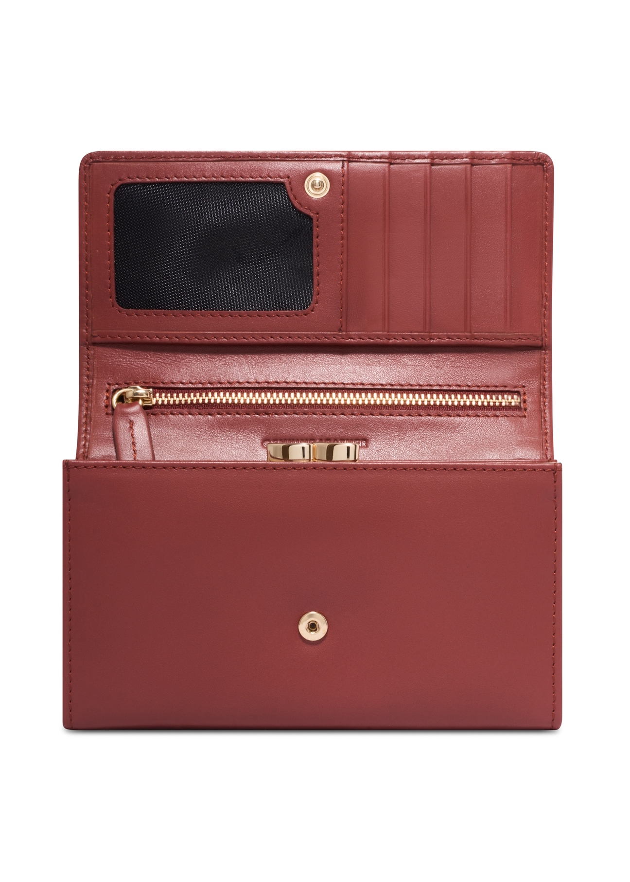 Red large leather women's wallet PORES-1024-3D(Z26), product view inside on white background.