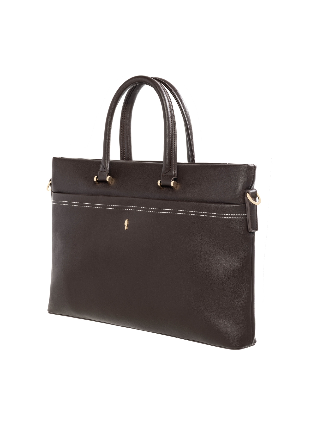 Brown women's briefcase TOREC-1372-1H(Z26) - diagonal view of the product, on a white background.