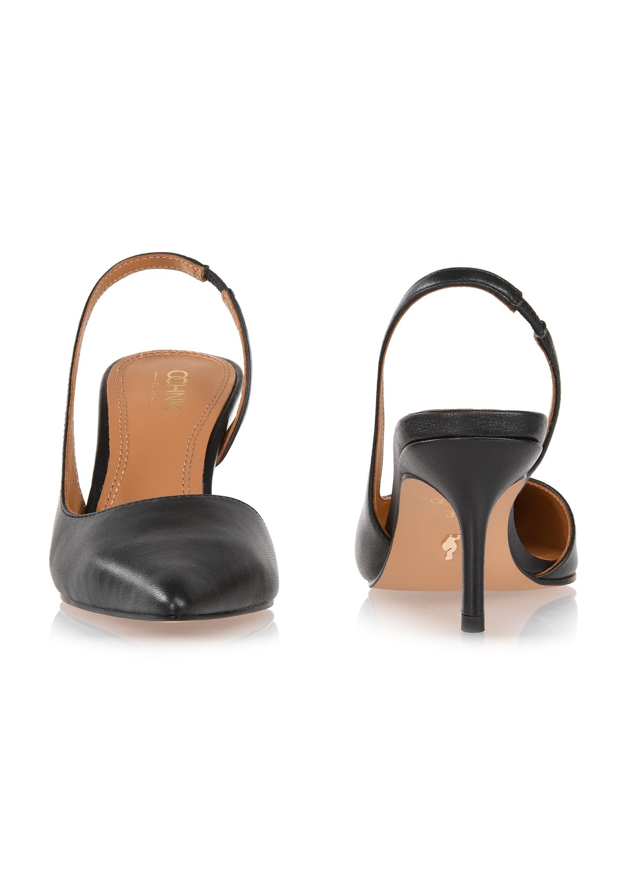 Black leather pumps with cut-out heel BUTYD-1078-99(W24)-03