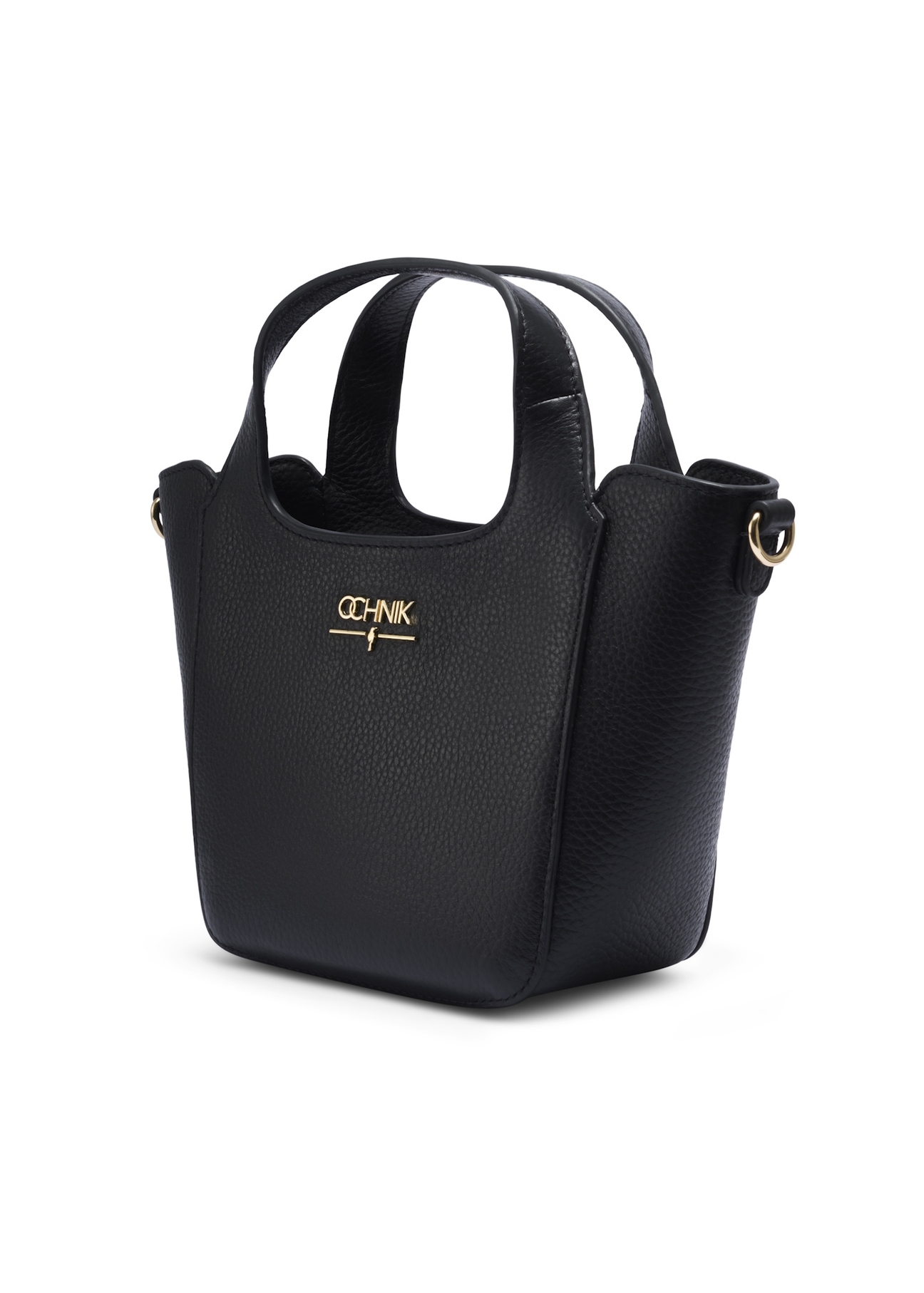 Small black leather women's handbag TORES-1341-9I(Z26), diagonal product view on a white background.
