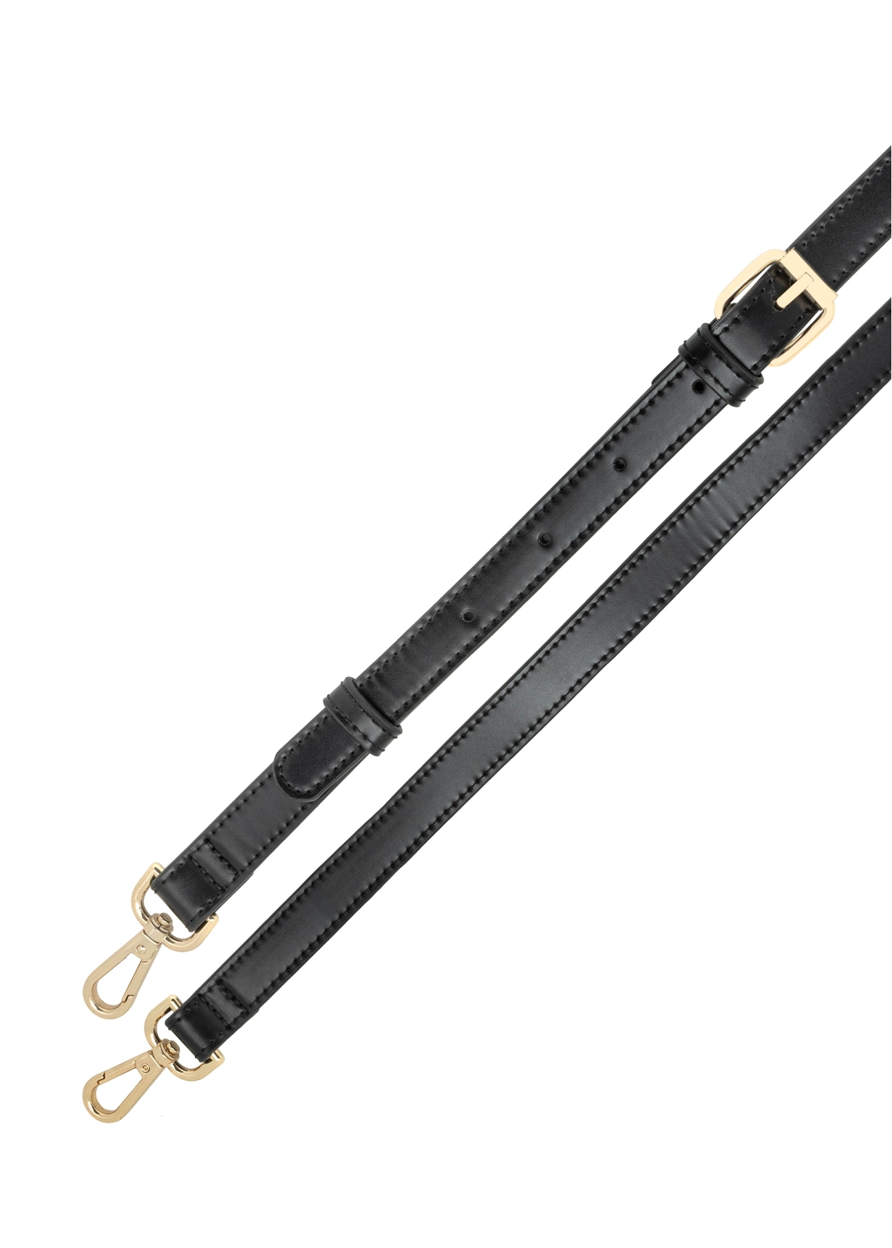 Black small women's handbag TOREC-1126-99(W26), close-up of the product strap, view on a white background.