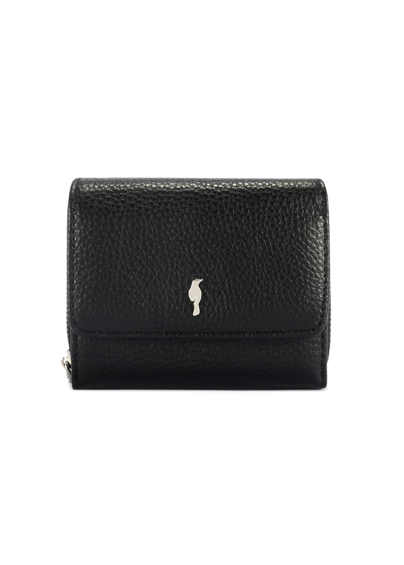 Black leather women's wallet PORES-0802 R-98(Z 25), product view from the front on a white background.