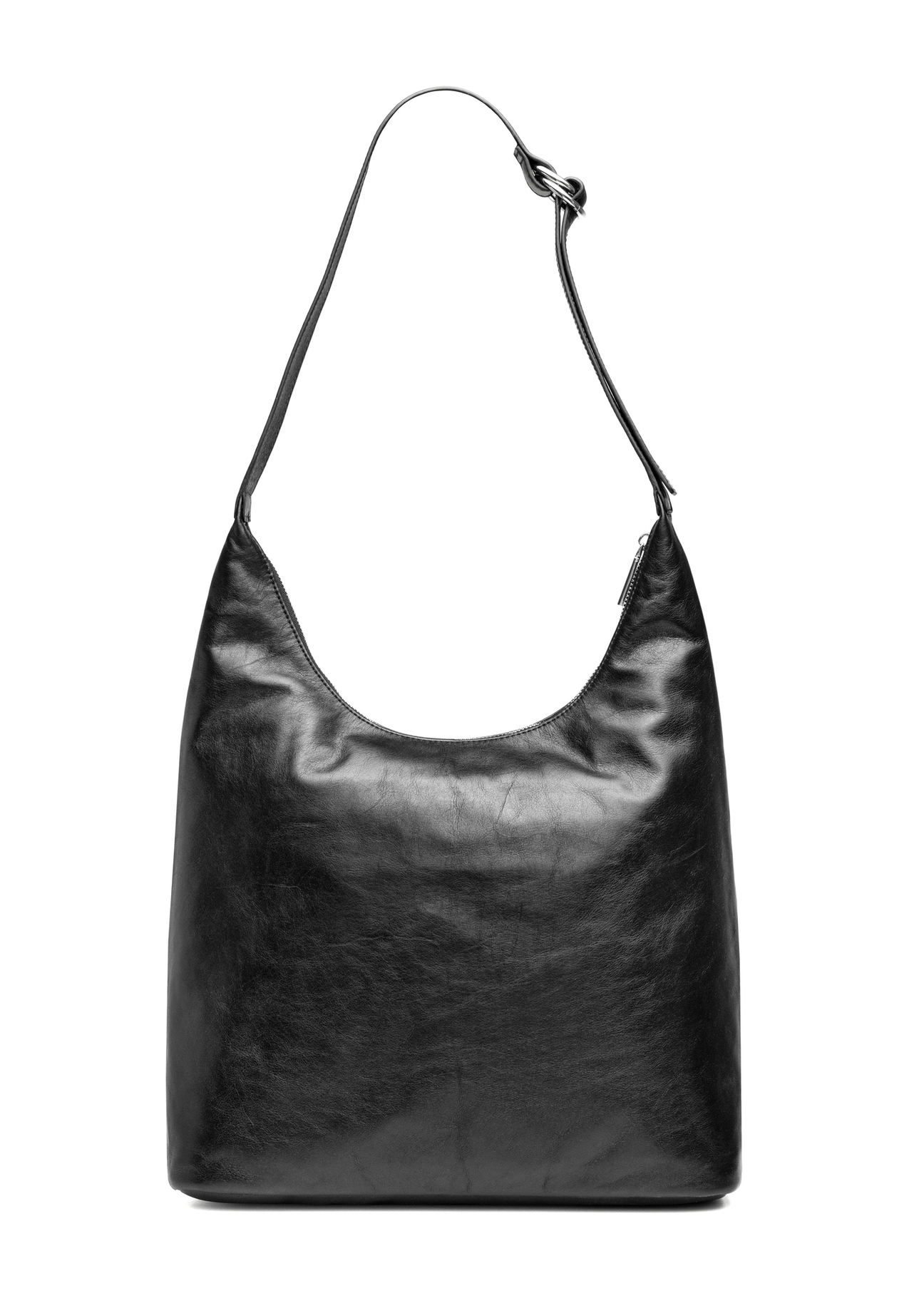 Black large leather women's handbag TORES-1225-99(W26) - product view from the back, on a white background.