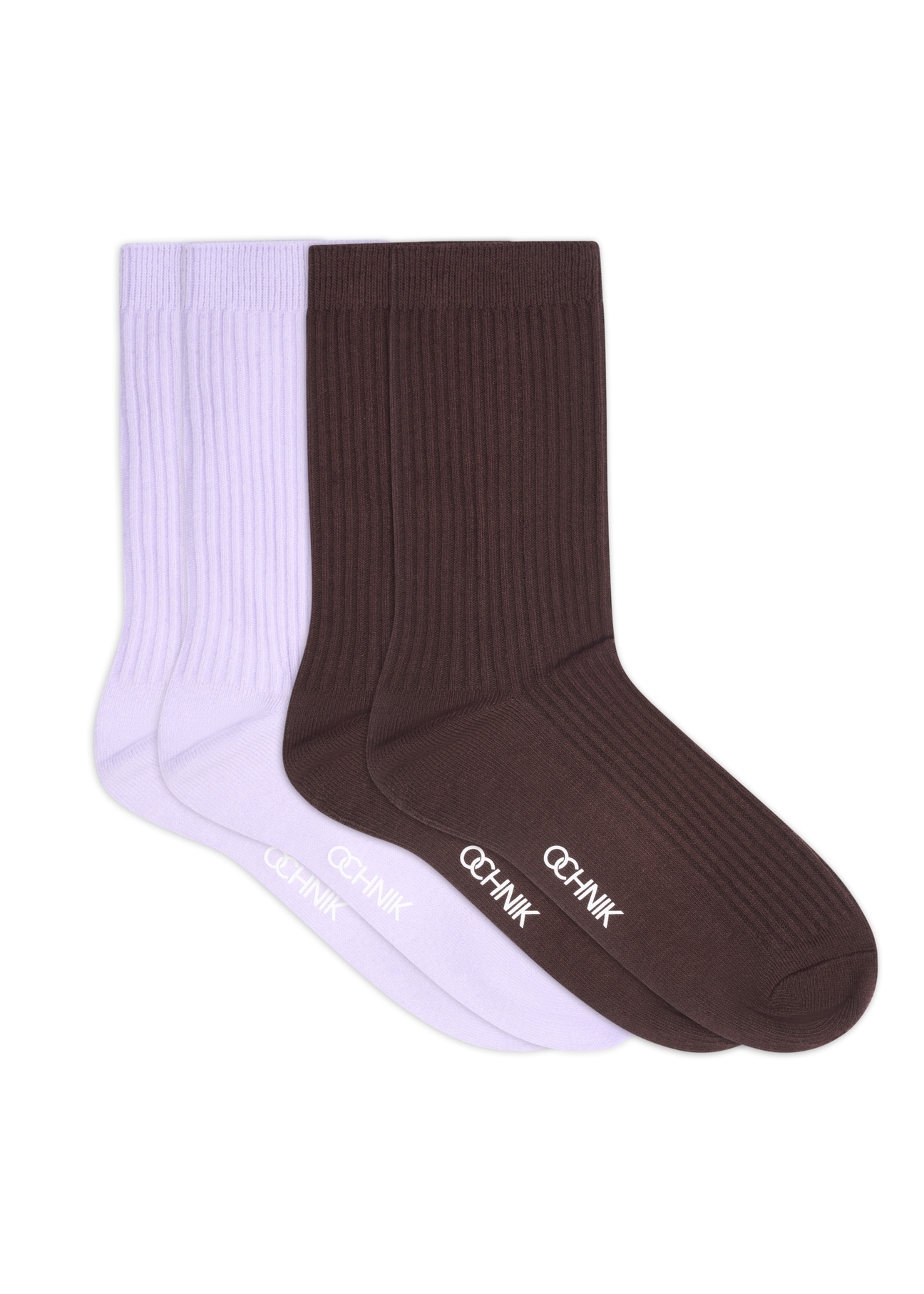Set of women's long ribbed socks ZESDT-0051-00(Z26), front view of the set on a white background.