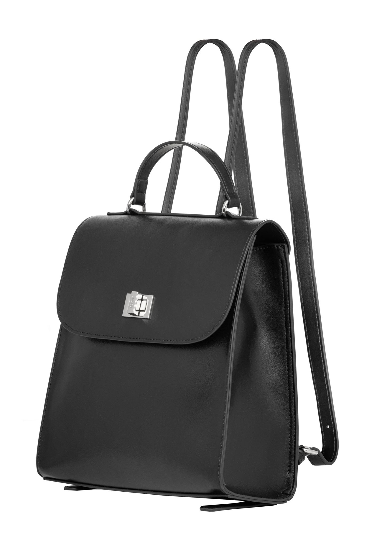 Black elegant women's backpack TOREC-1281-99(Z26) - diagonal product view, on a white background.
