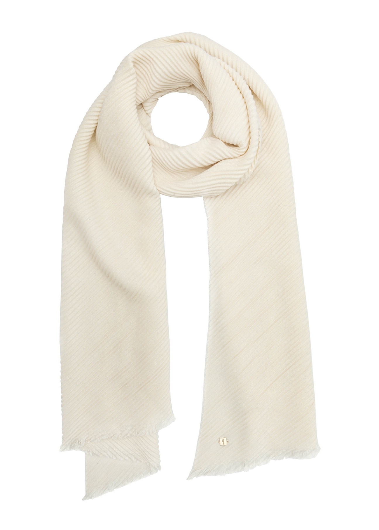Light cream women's scarf SZADT-0179A-12(Z25), front product view on white background.