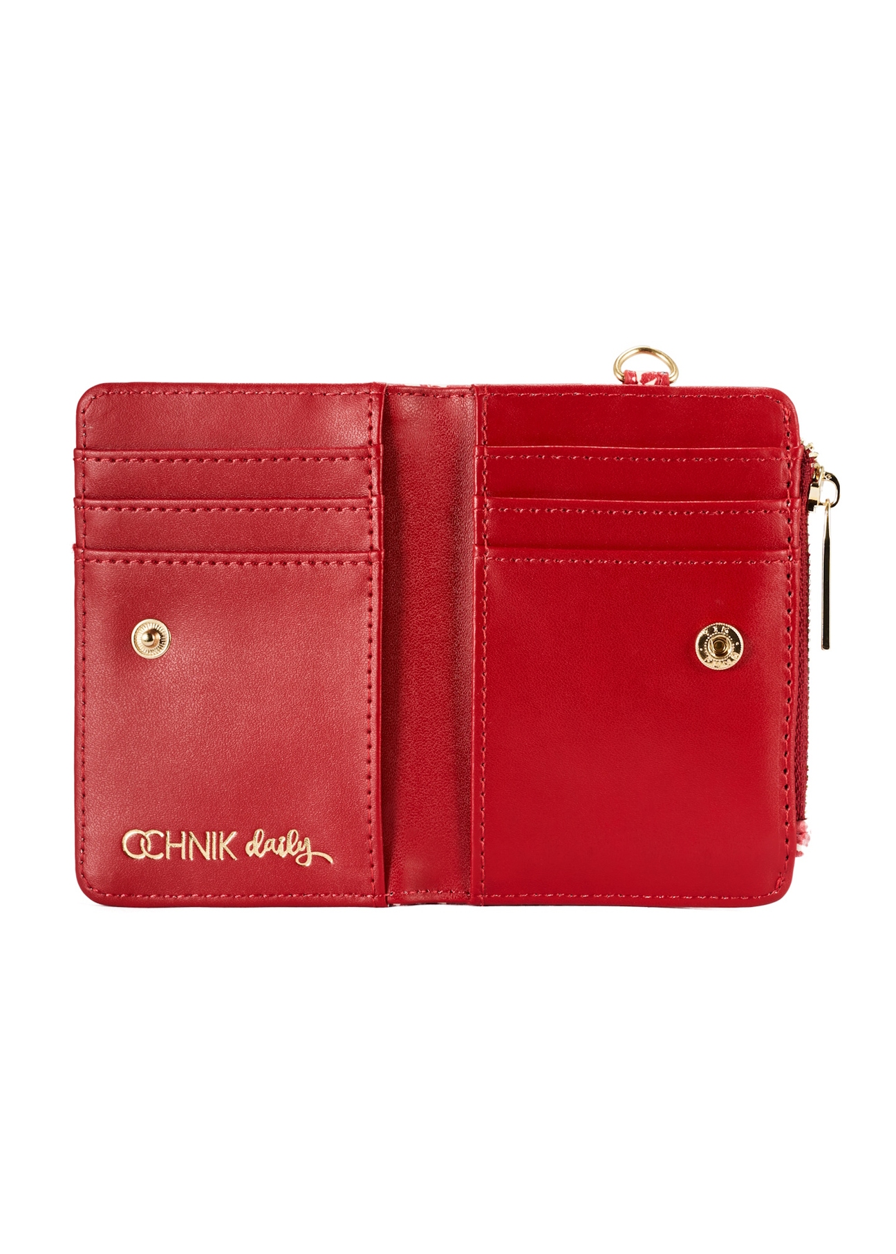 Red women's floral wallet POREC-0402-42(W25), product view inside on white background.
