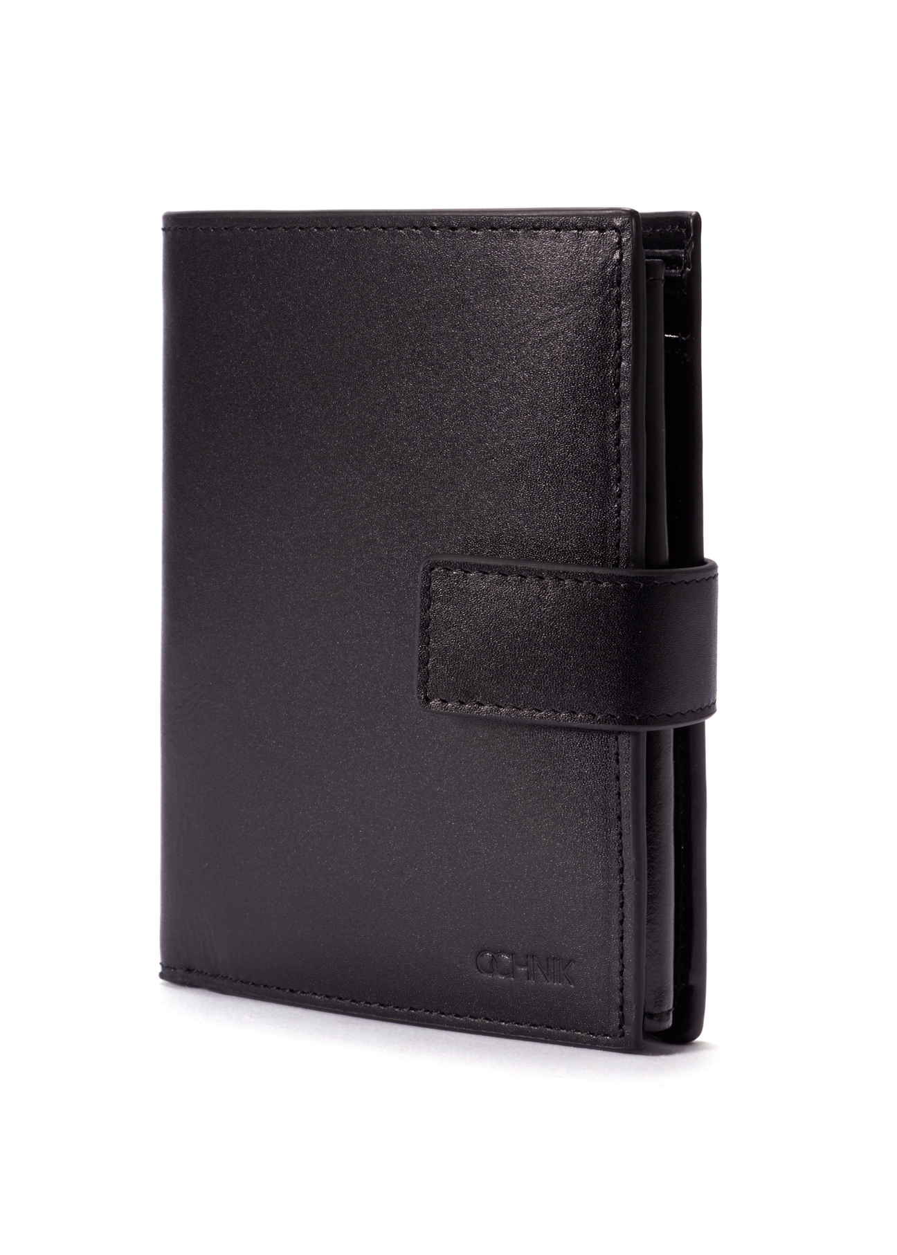 Black men's leather wallet PORMS-0638-99(W25) - diagonal view on white background.