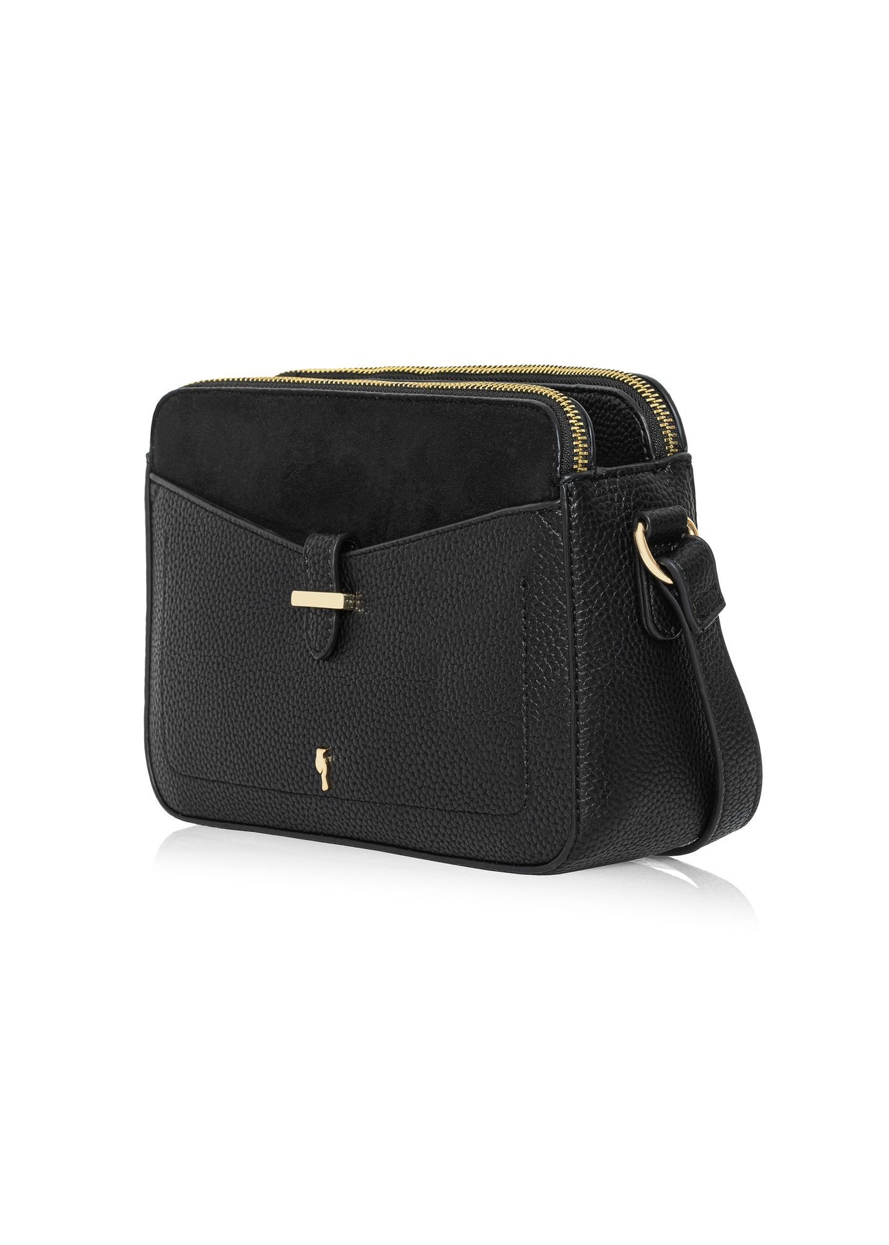 Black women's handbag with strap TOREC-0830B-99(Z25), diagonal product view on white background.