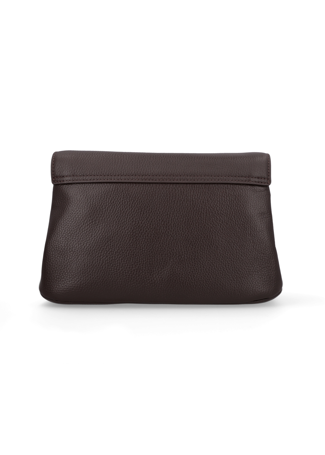 Dark brown leather women's shoulder bag TORES-1347-1I(Z26), product view from the back on a white background.