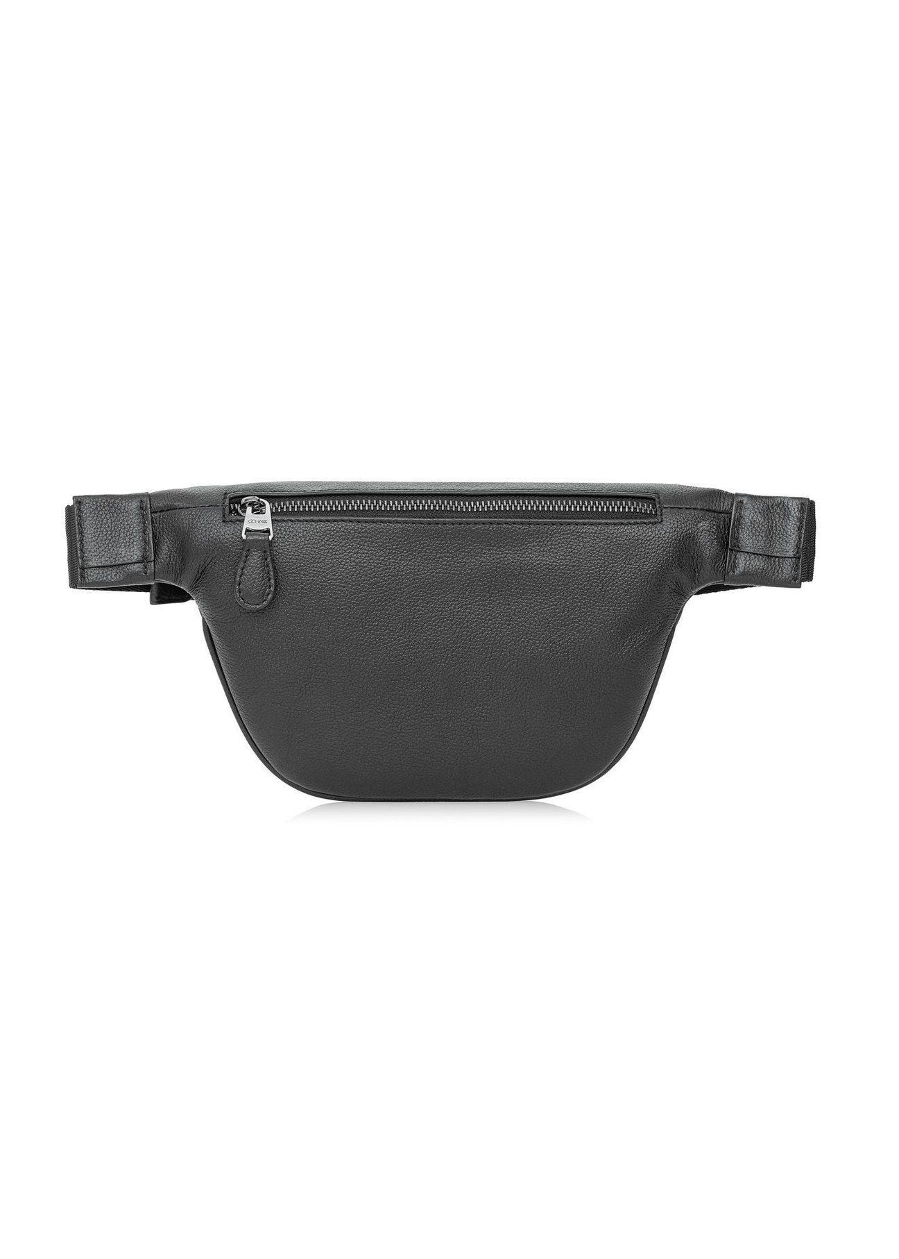 Men's black leather waist bag TORMS-0280R-9I(W26) - product view from the back, on a white background.