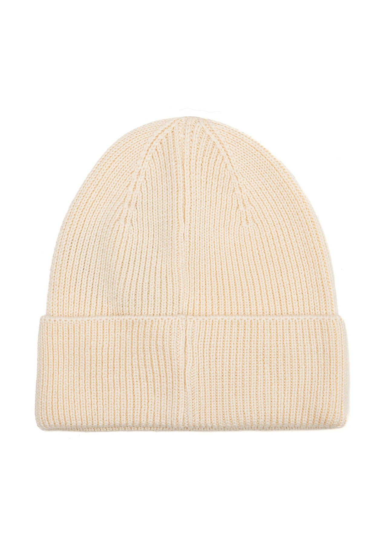 Beige women's winter hat CZADT-0178A-81(Z25), product view from the back on a white background.