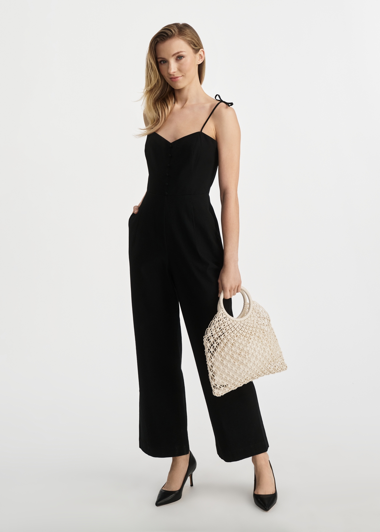 Black women's jumpsuit KOBDT-0011-99(W25)-01
