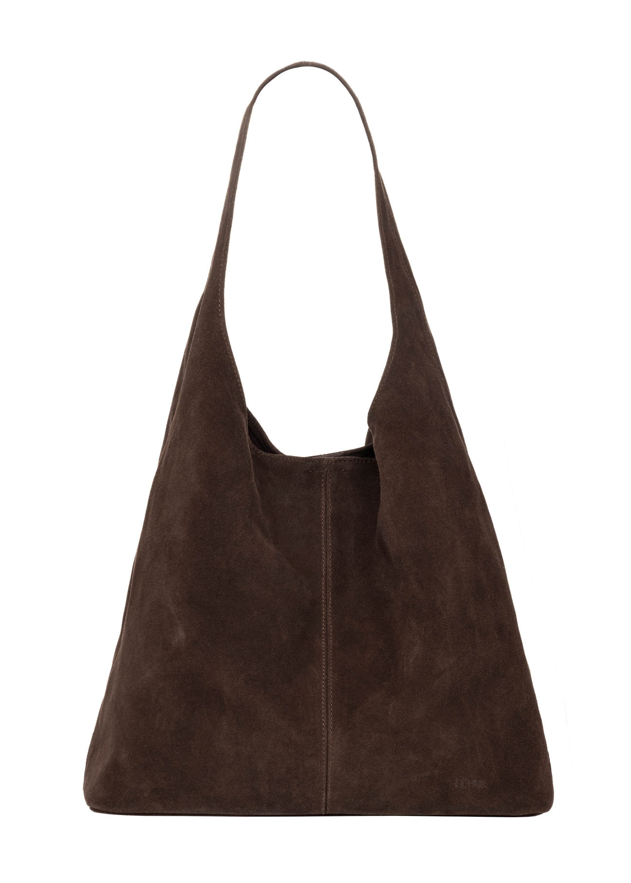 Brown suede shopper bag TORES-1403-1H(Z26). Front view on white background.