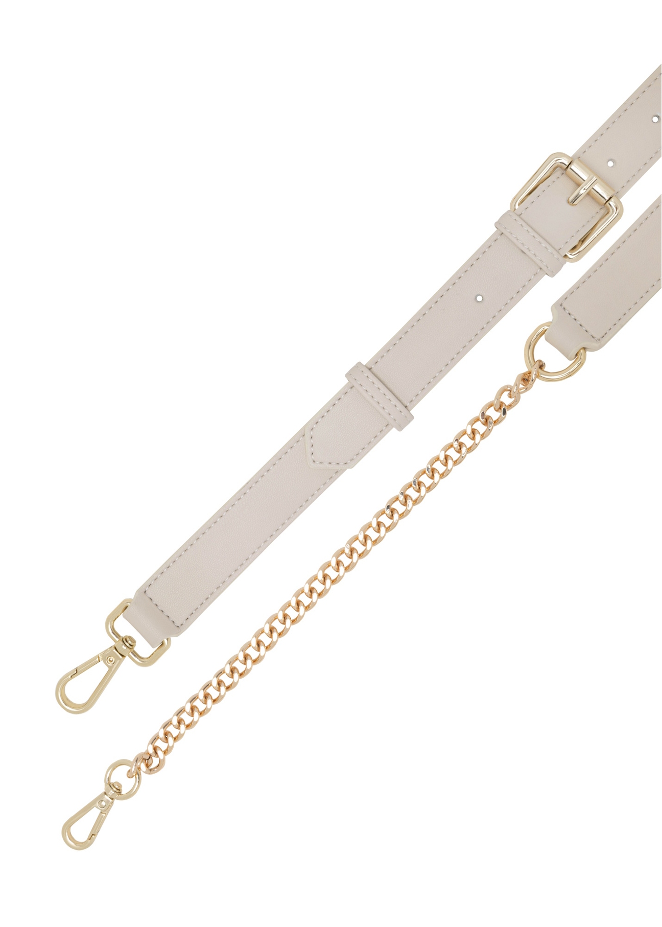 Cream quilted women's handbag TOREC-1091-0B(W26), view of the product strap on a white background.