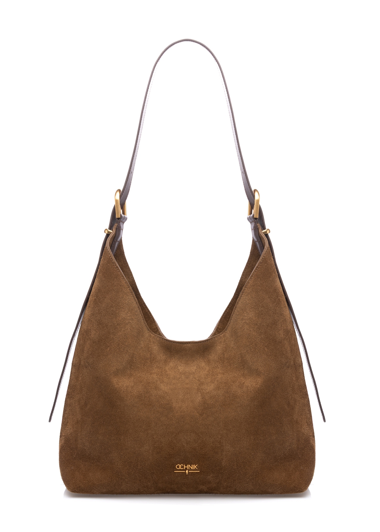 Brown leather women's handbag TORES-1302-1D(W26), front product view on white background.
