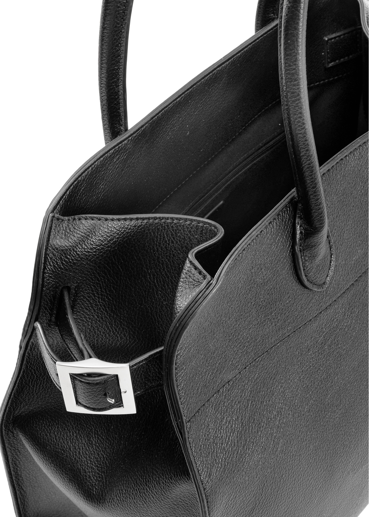 Black large women's handbag TOREC-1075-99(Z25), close-up of the product detail on a white background.
