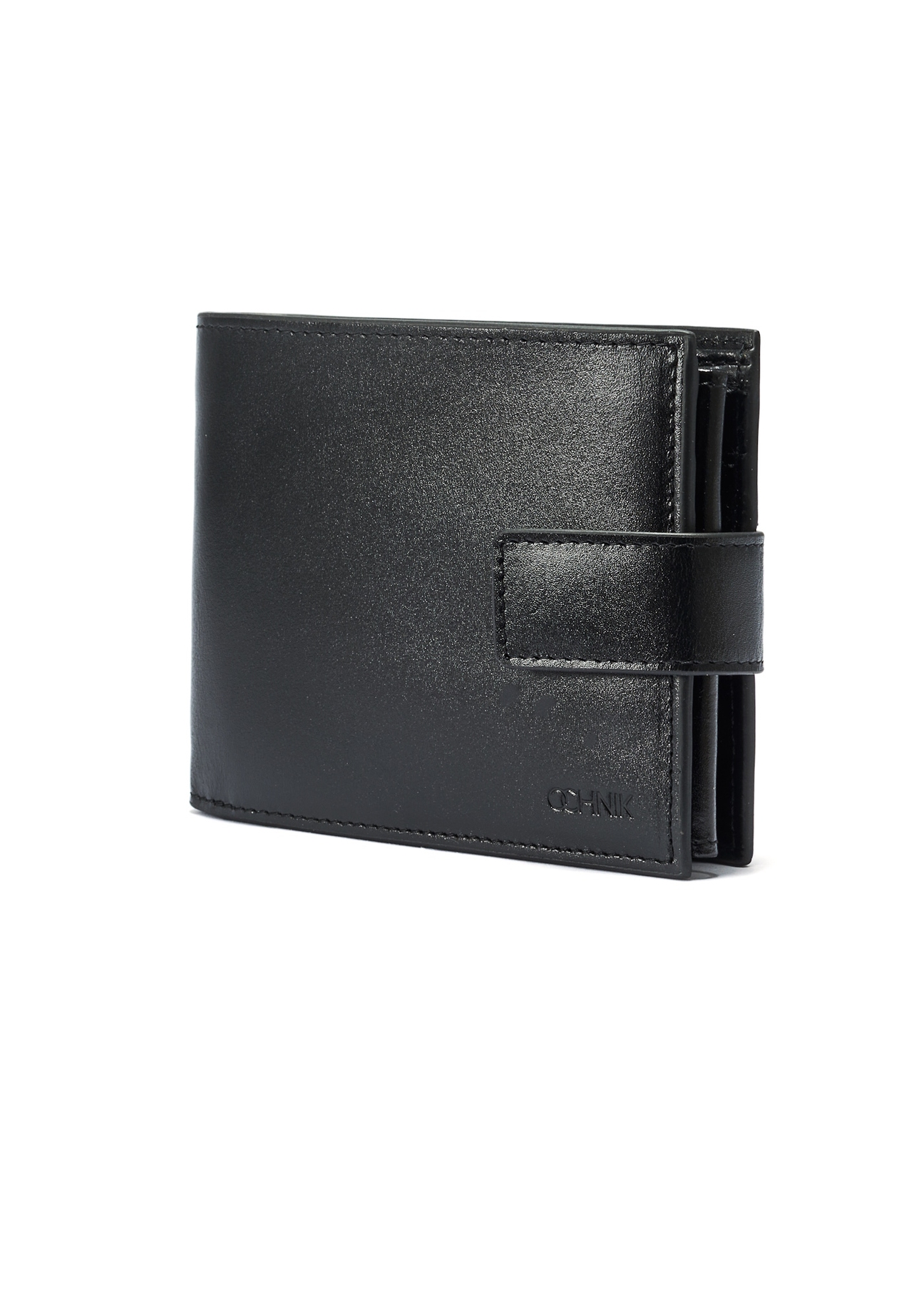 Black medium men's leather wallet PORMS-0639-99(W25) - side view on white background.