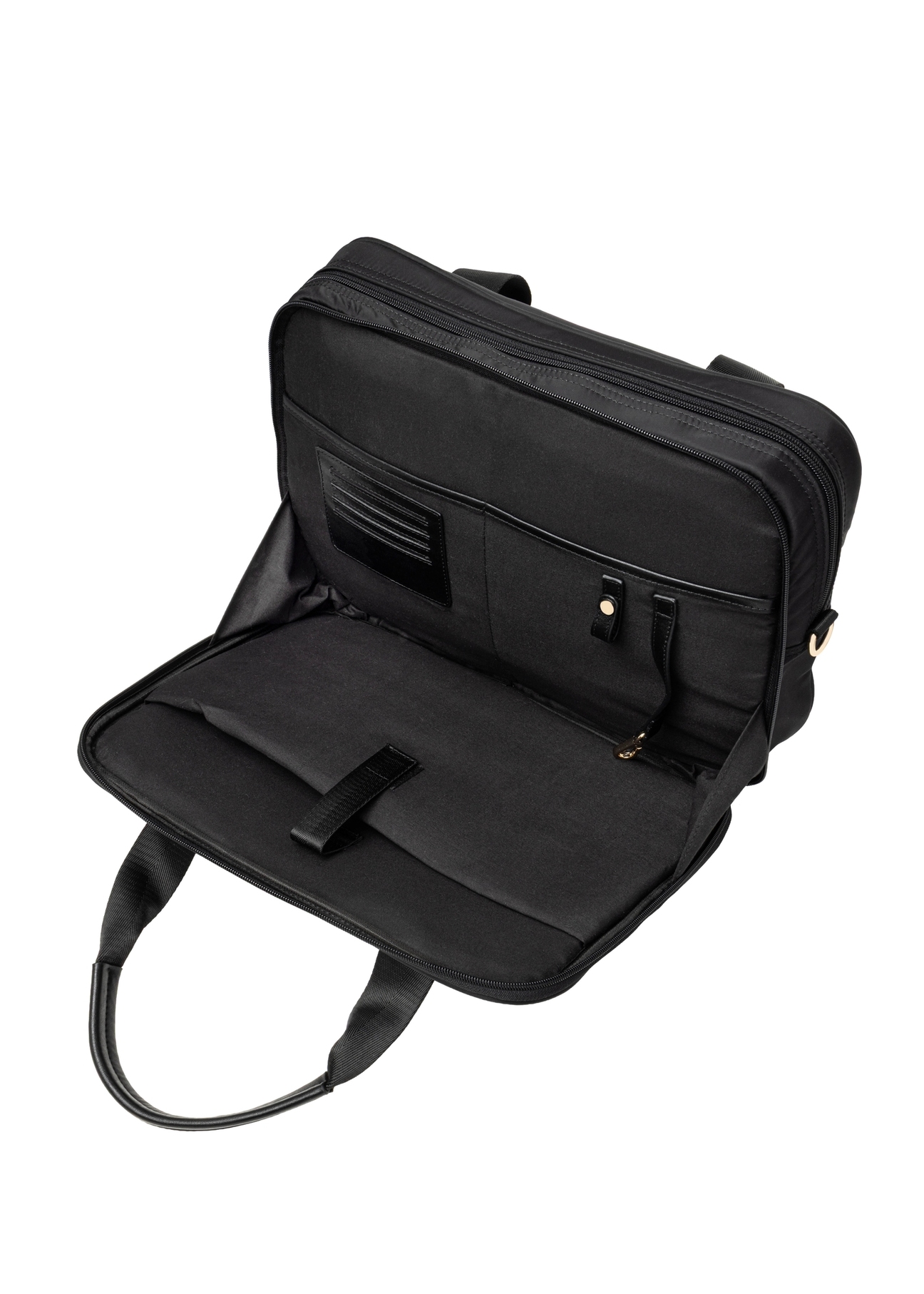 Black laptop bag TOREN-0352-99(Z26), product view inside on white background.