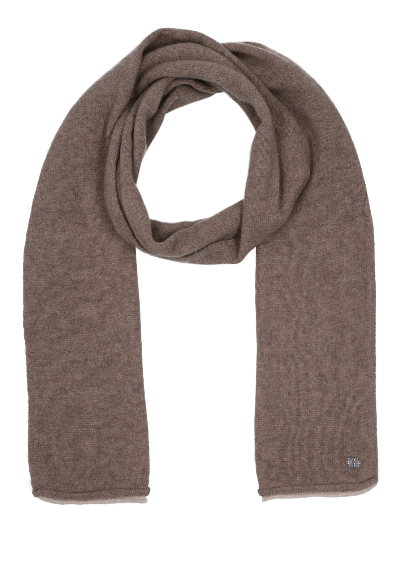 Beige women's cashmere scarf SZADT-0093-1B(Z26), front product view on white background.