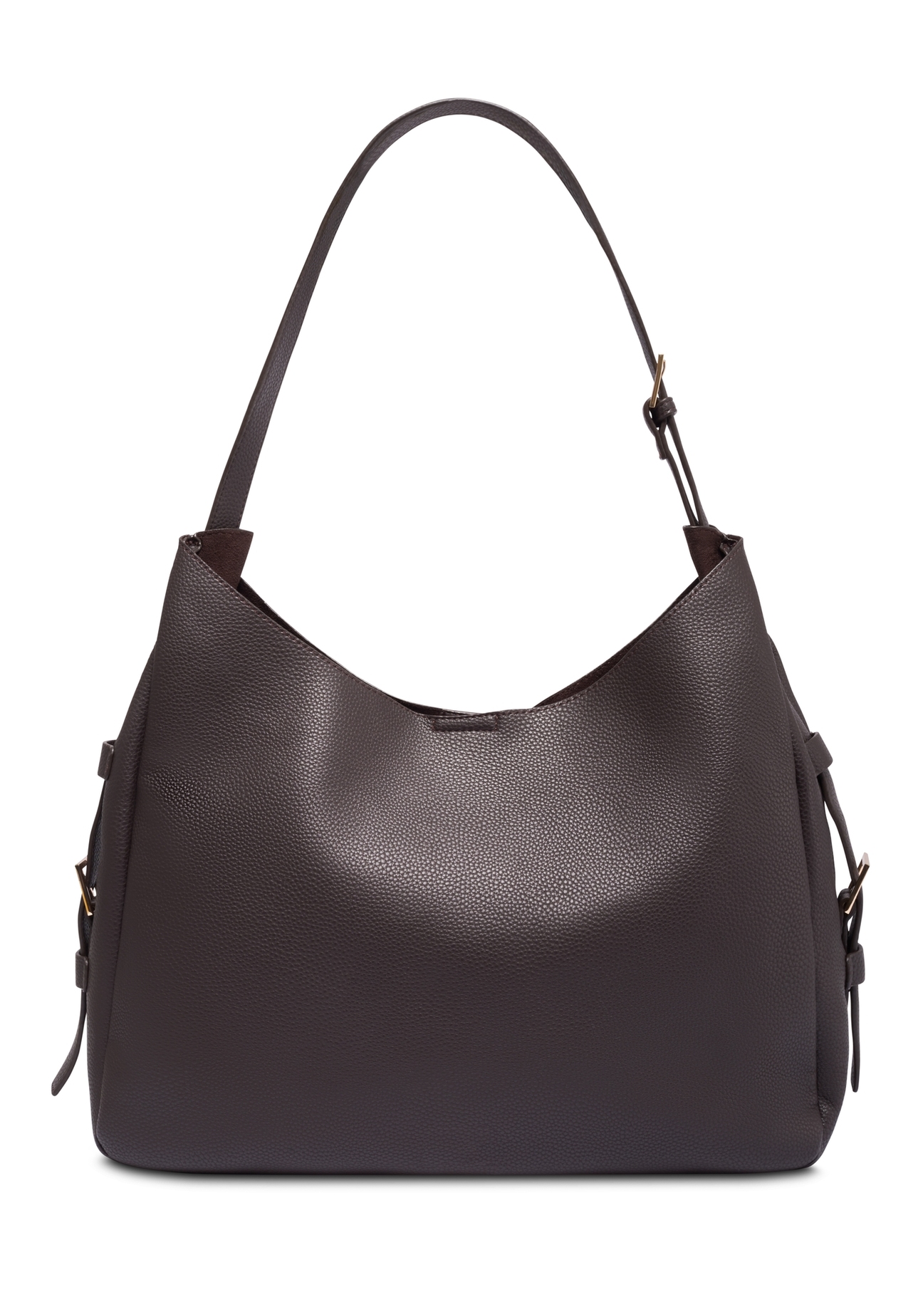 Brown shoulder shopper bag TOREC-1366-1I(Z26), back view of the product on a white background.