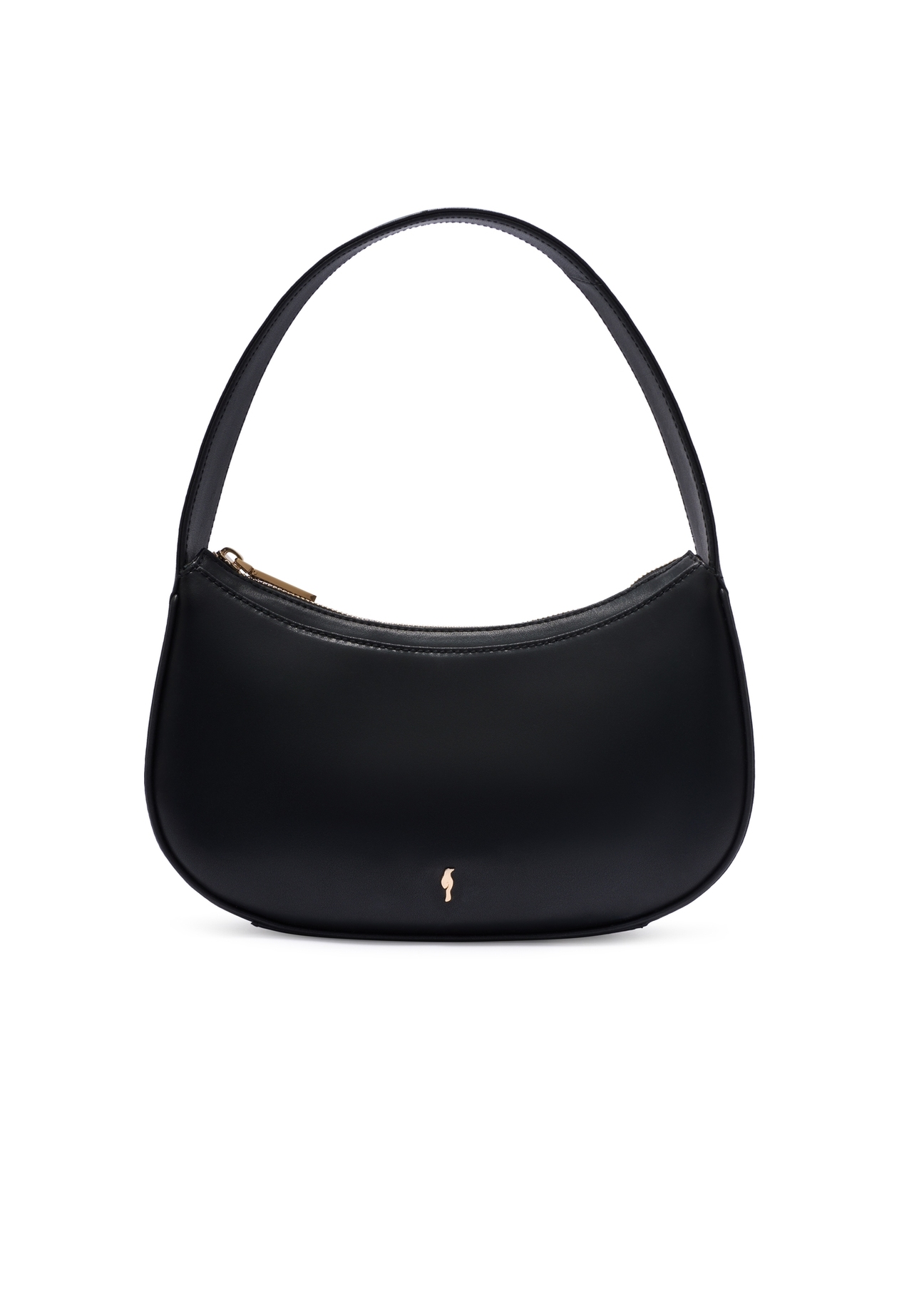 Black small leather women's handbag TORES-1263-99(W26), product view from the front on a white background.