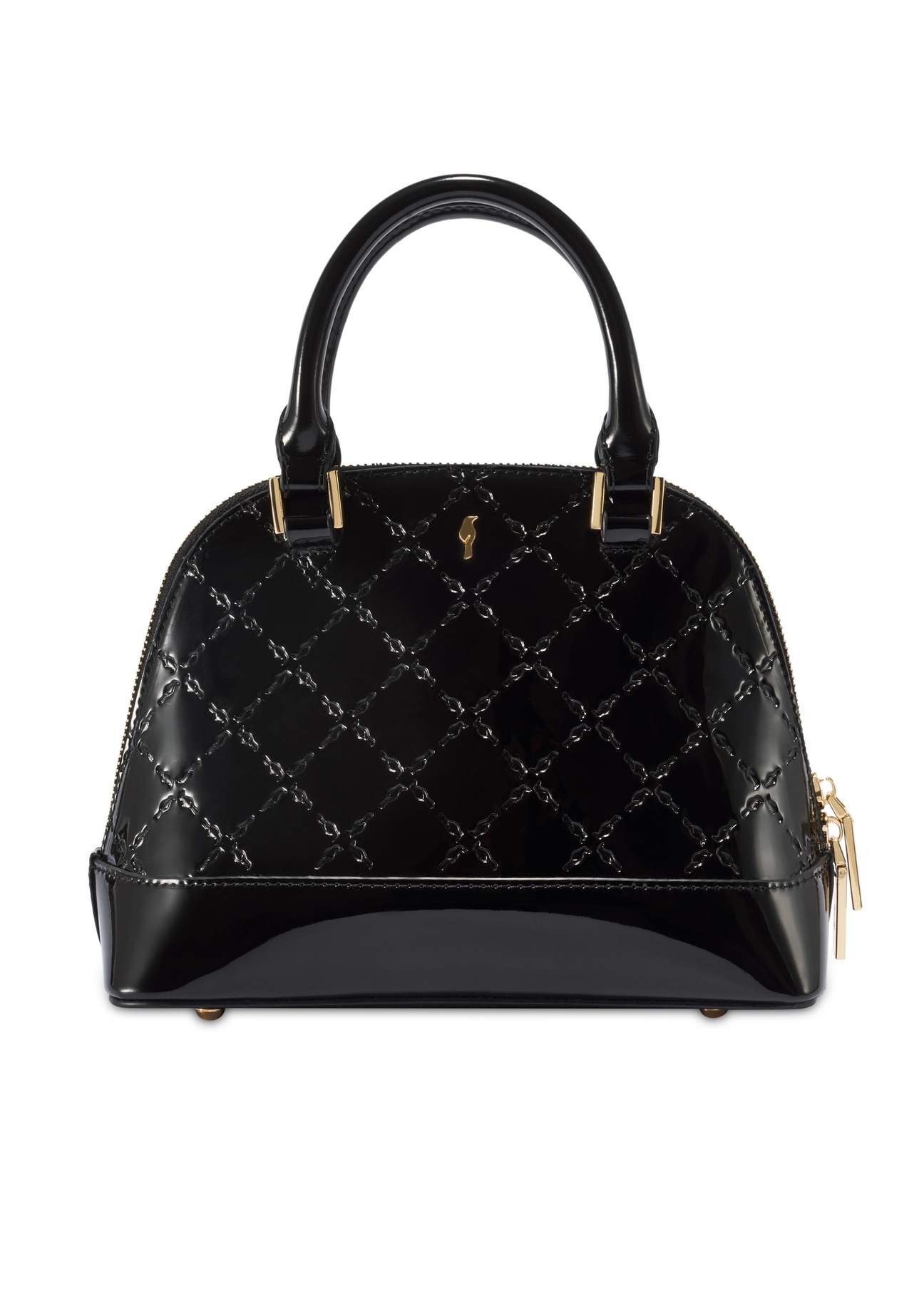 Black women's handbag with gloss TOREC-1110-99(Z25), product view on white background.