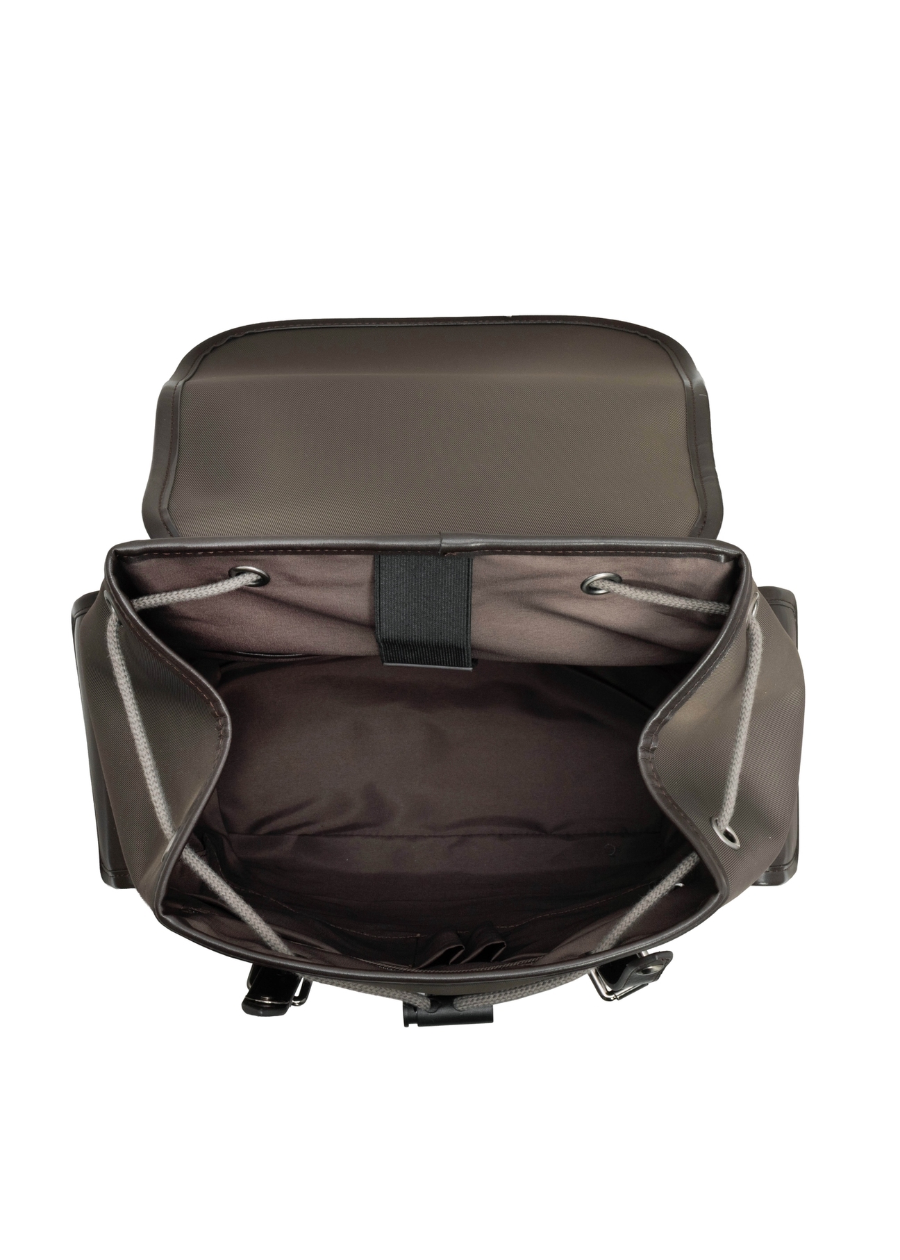 Men's khaki backpack TORMN-0436-8B(Z26), product view inside on white background.