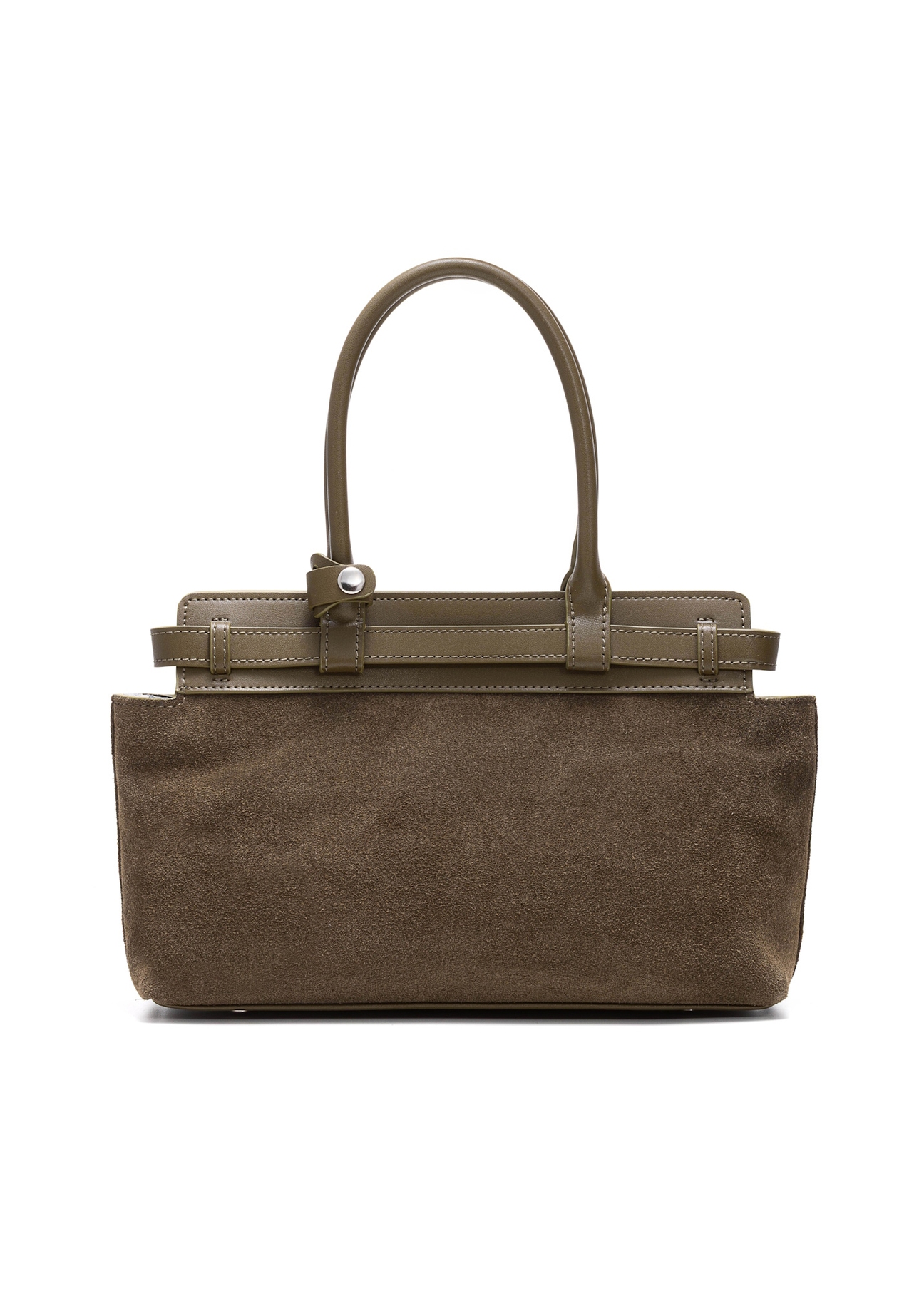 Women's khaki suede handbag TORES-1192-55(Z25), back view of the product on a white background.