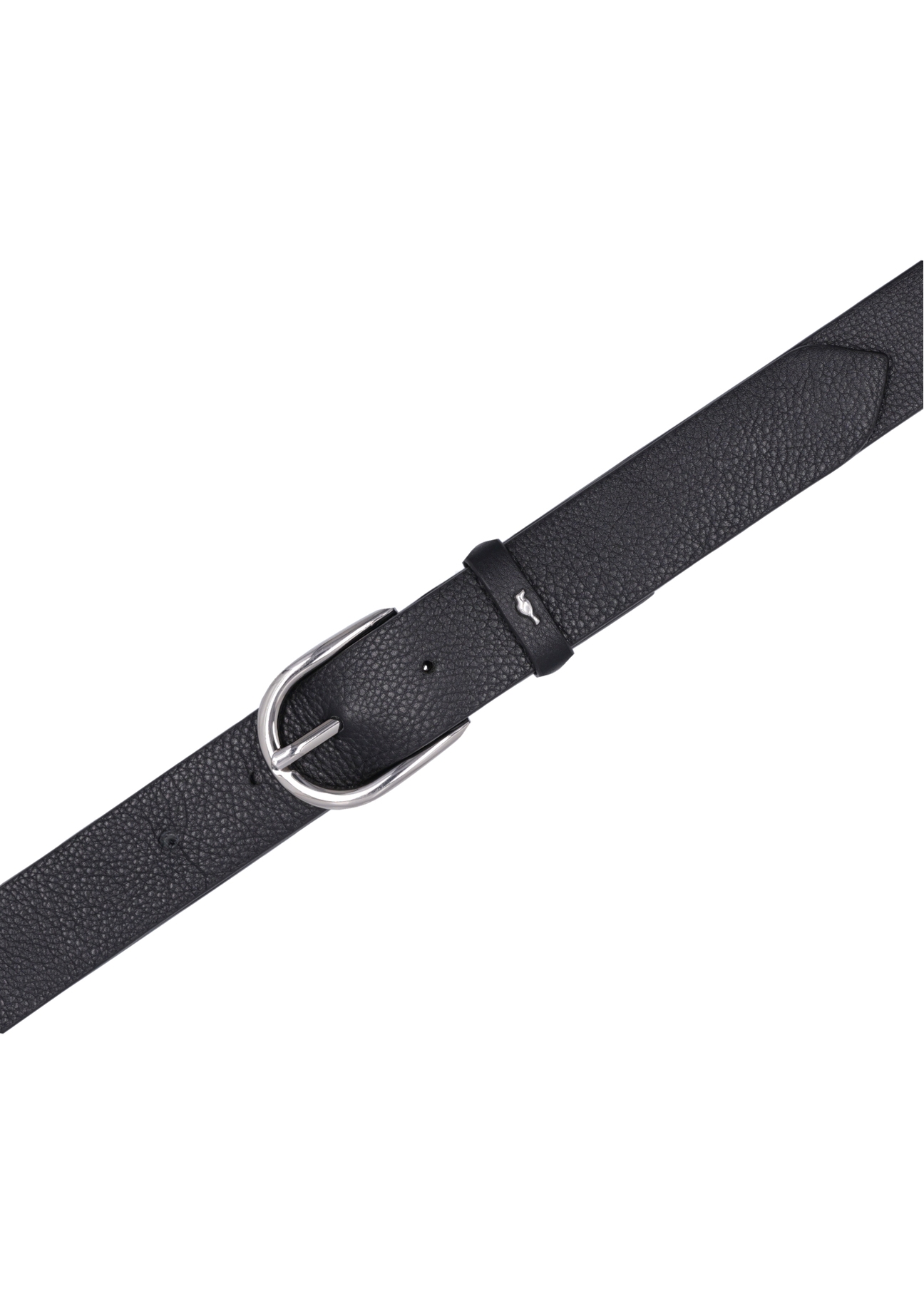 Black leather women's belt PASDS-0345-99(Z26), product view from above on white background.
