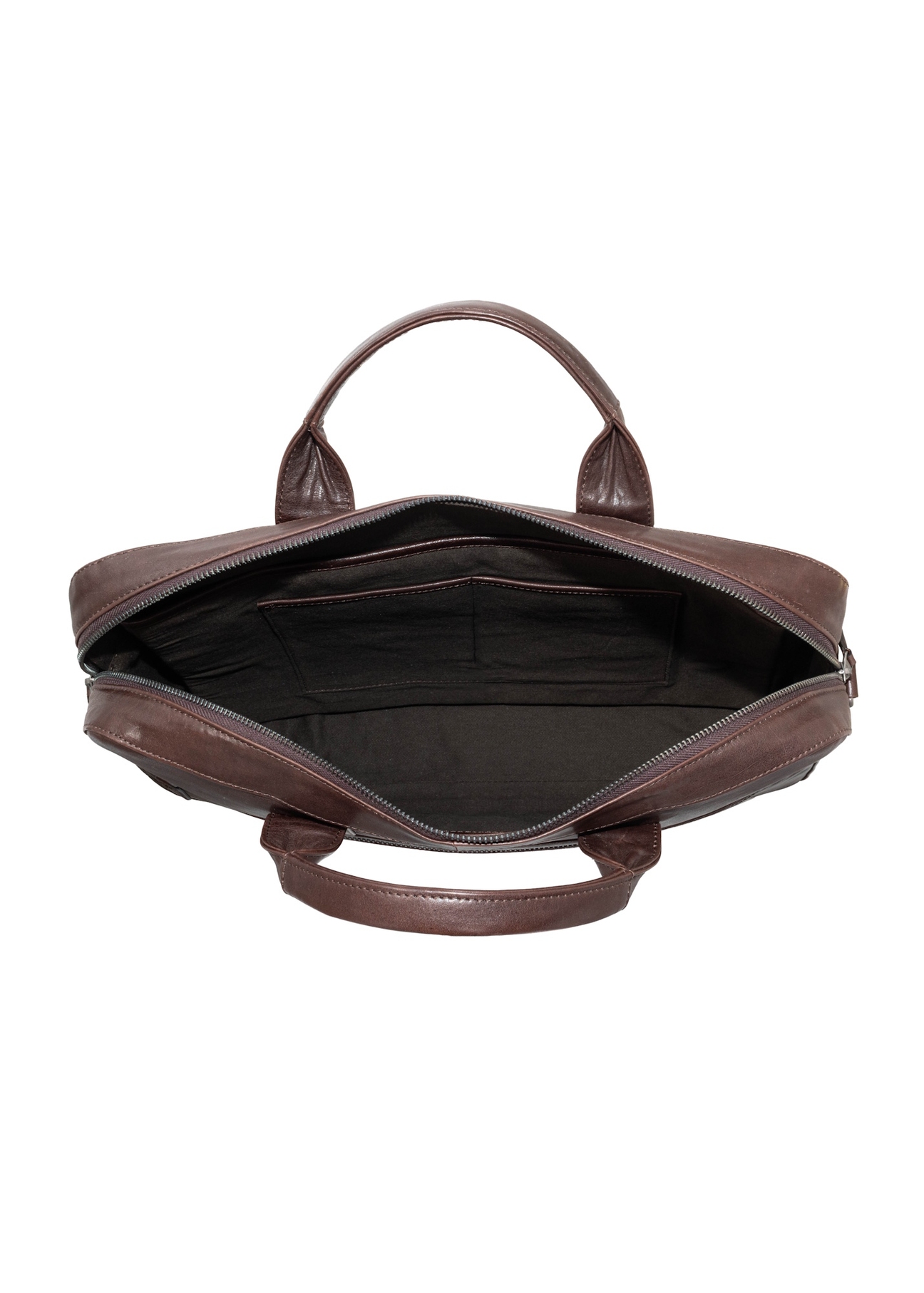Brown leather men's bag TORMS-0459-1H(Z26), product view inside on white background.