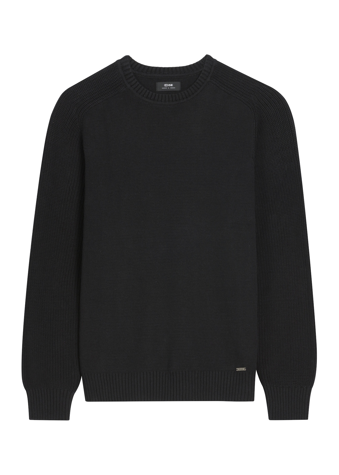 Men's cotton sweater in black SWEMT-0208-99(Z26), front view of the product on a white background.