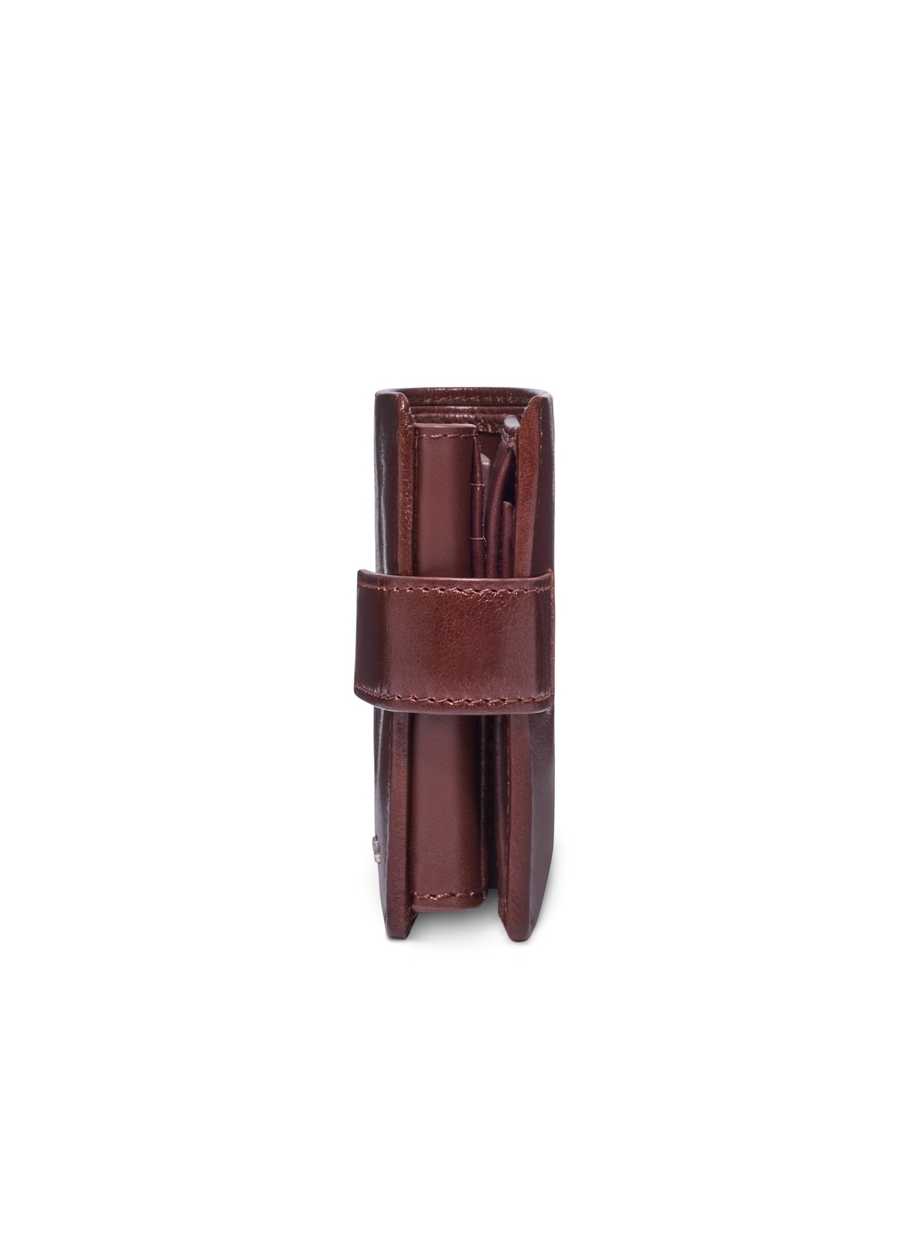 Men's brown leather wallet PL-191-1H(KS), side view of the product on a white background.
