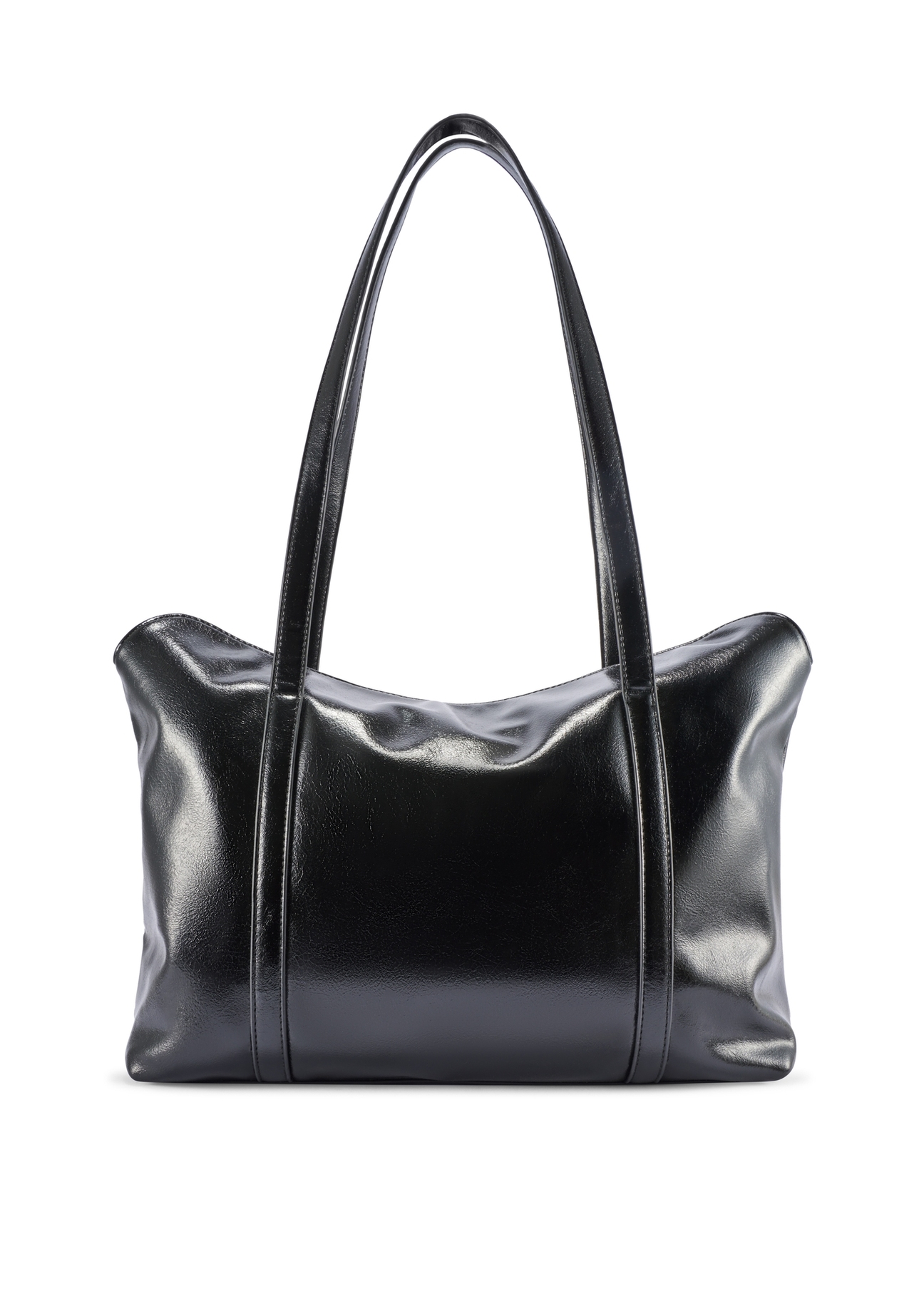 Black women's shopper bag TOREC-1206-9F(W26) - product view from the back, on a white background.