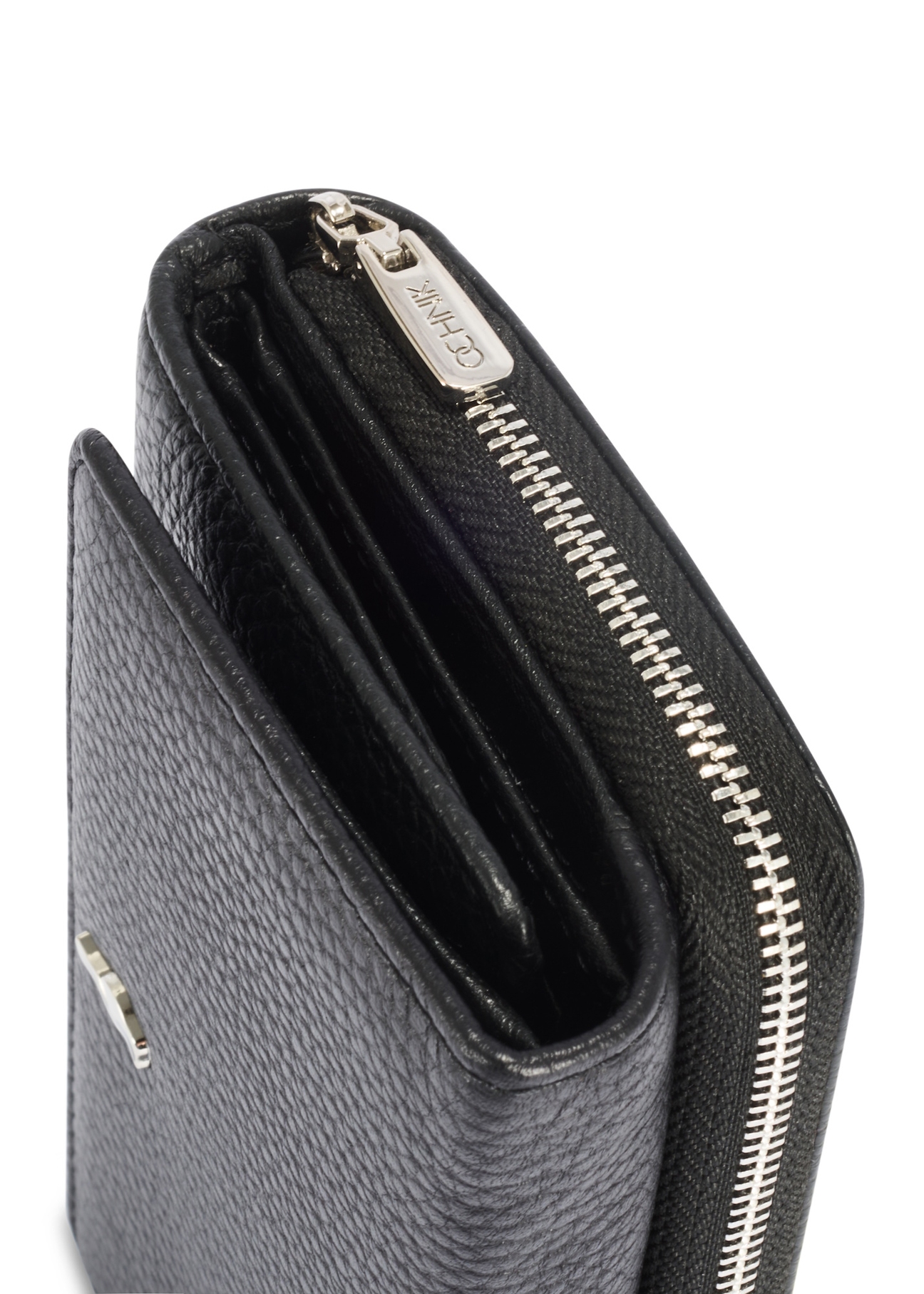 Large black leather women's wallet PORES-0801R-98(Z25), close-up of the product detail on a white background.