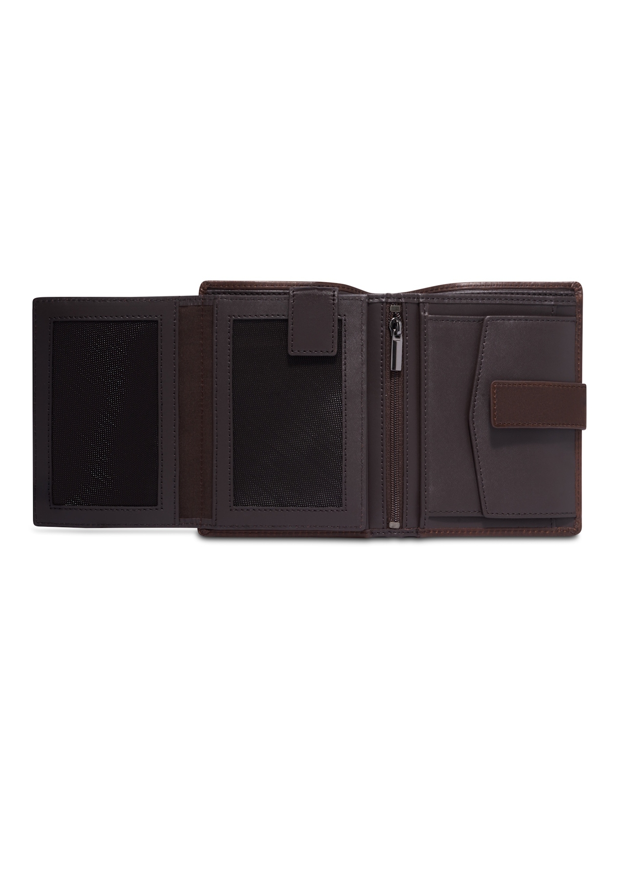 Brown men's leather wallet PORMS-0735-1I(Z26), product view inside on white background.
