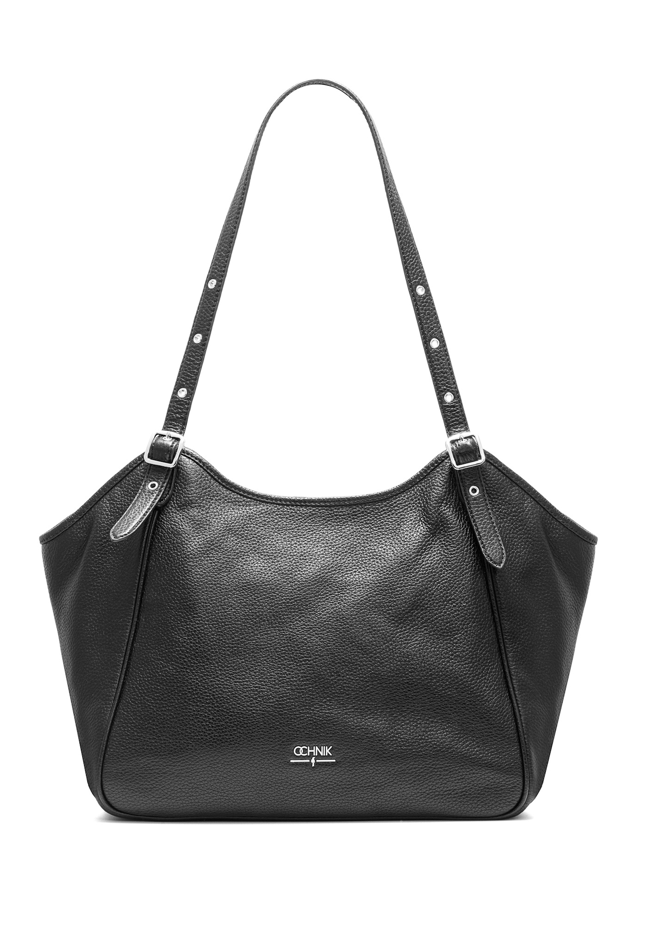 Black leather large women's handbag TORES-1042D-99(Z25), front product view on white background.