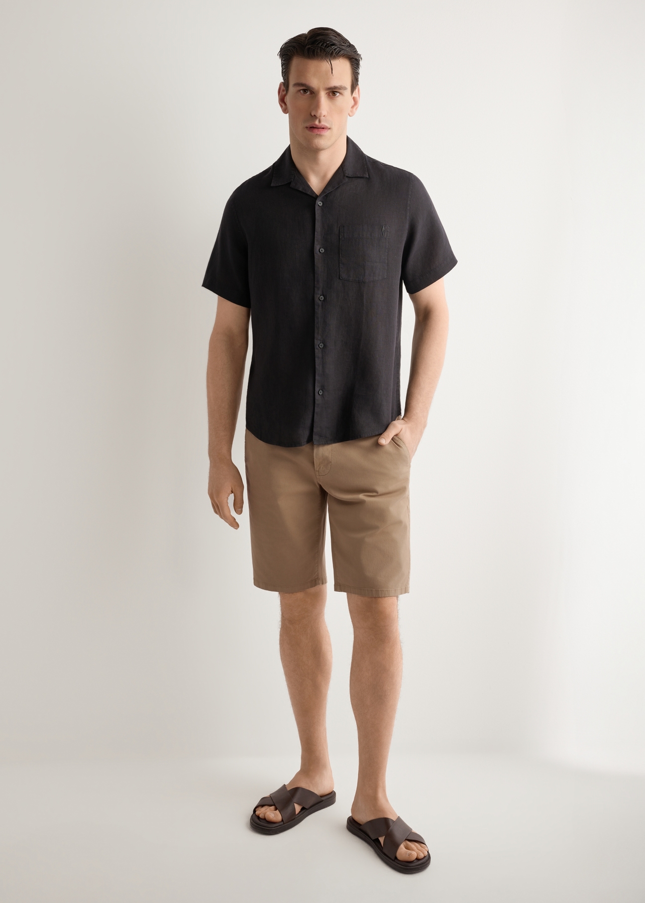 Men's camel shorts SZOMT-0029-1D(W26)