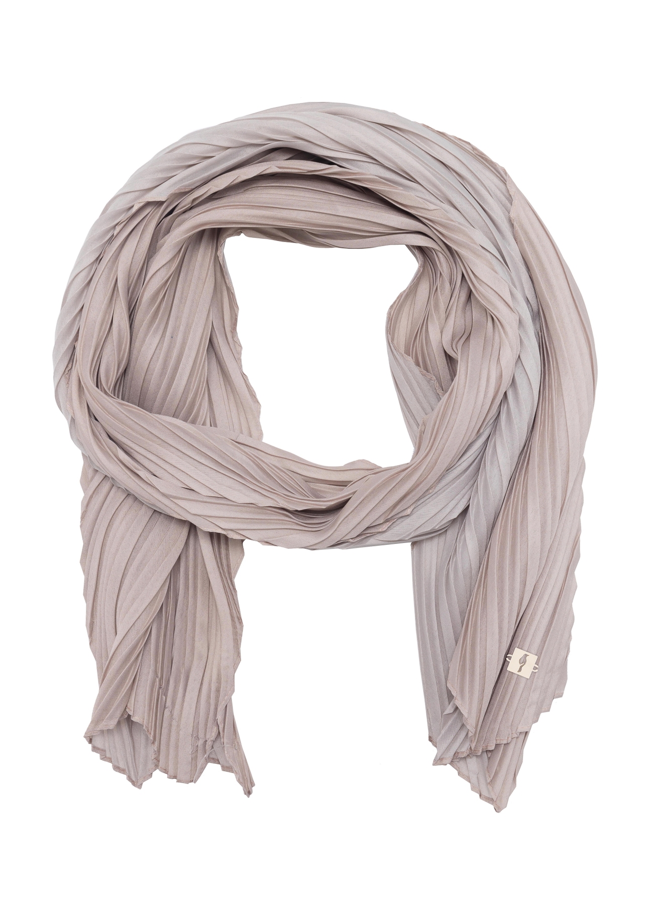 Beige women's scarf with crease SZADT-0157-81(W23)-04