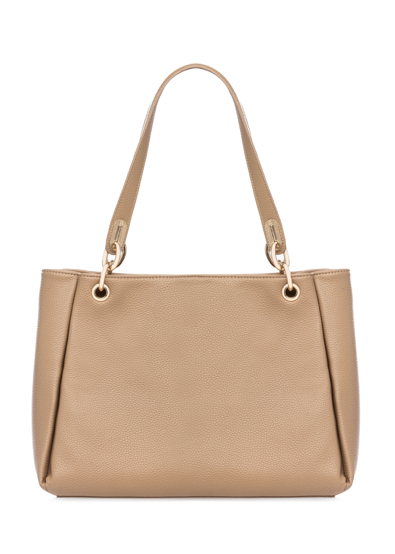 Beige women's imitation leather handbag TOREC-0998-1D(W26), product view from the back on a white background.