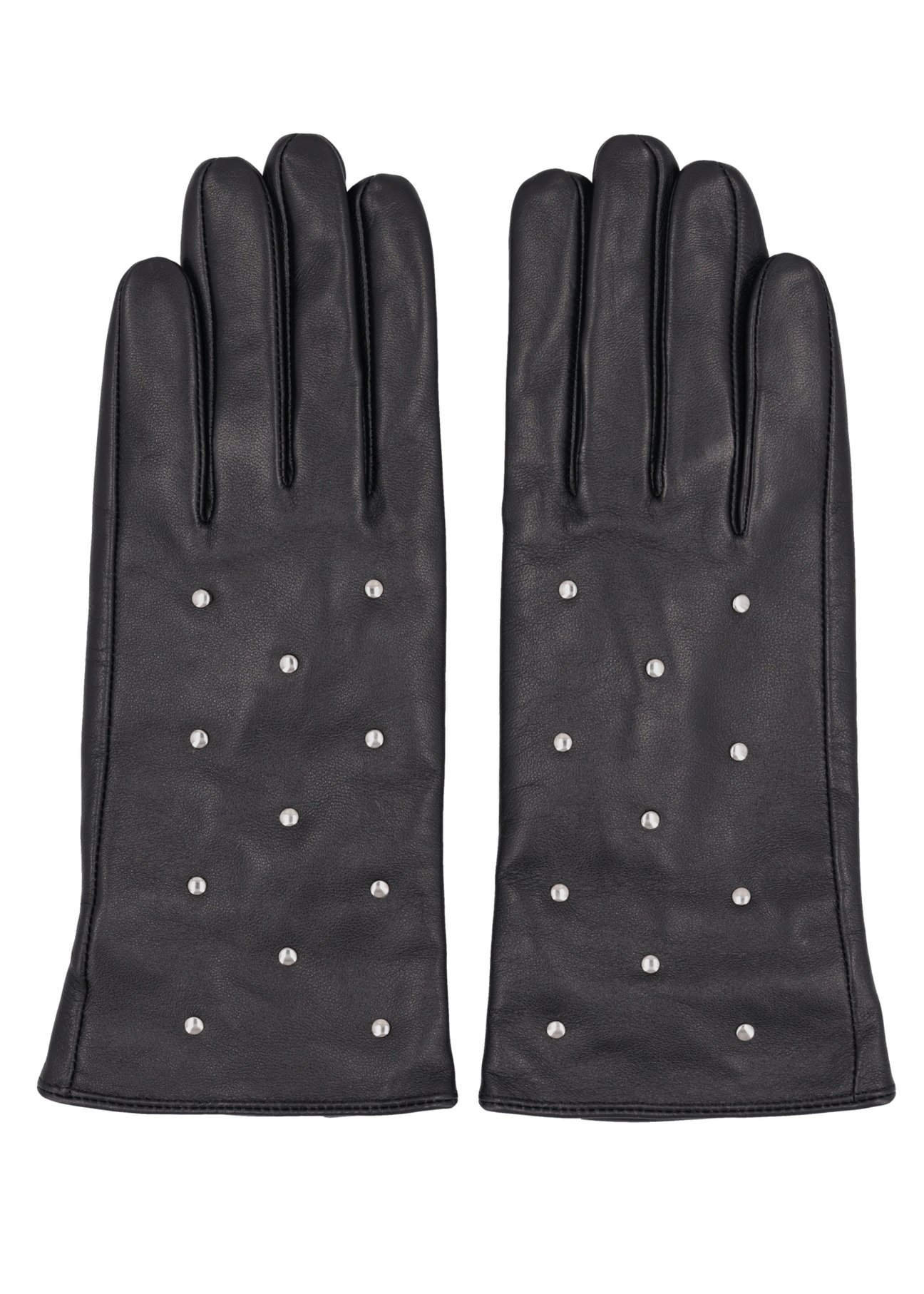 Black suede women's gloves REKDS-0103-99(Z26), product view from the front on a white background.