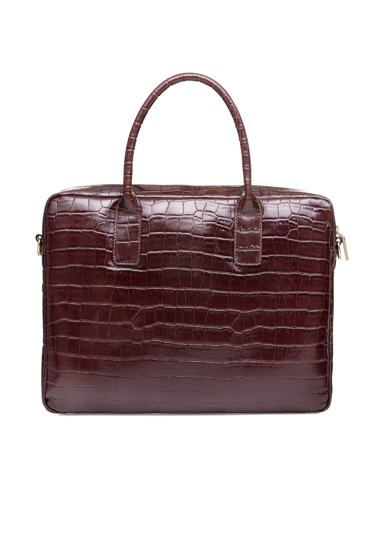 Elegant croco women's leather bag TORES-1128E-89(Z25), product view from the back on a white background.