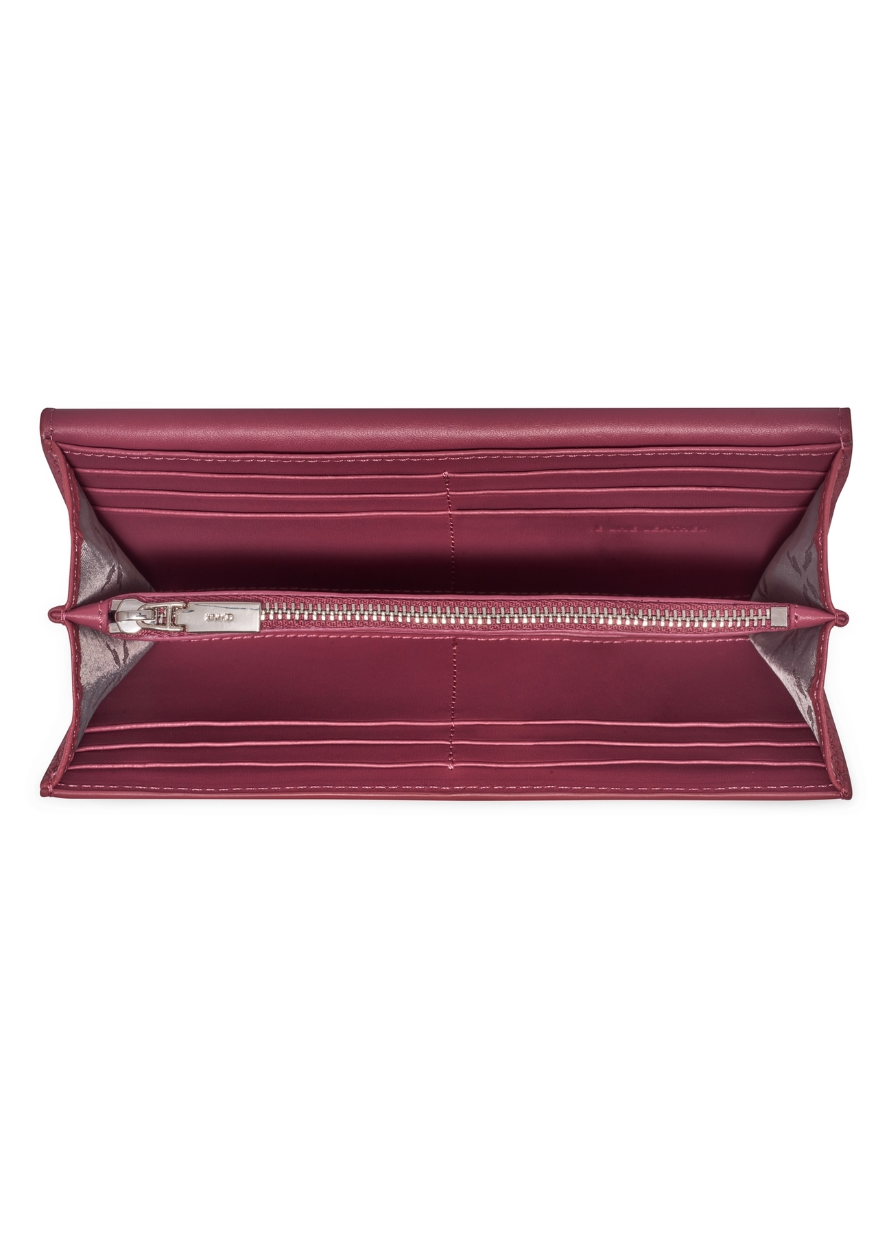 Large pink leather women's wallet PORES-1016-5B(Z26), product view inside on white background.