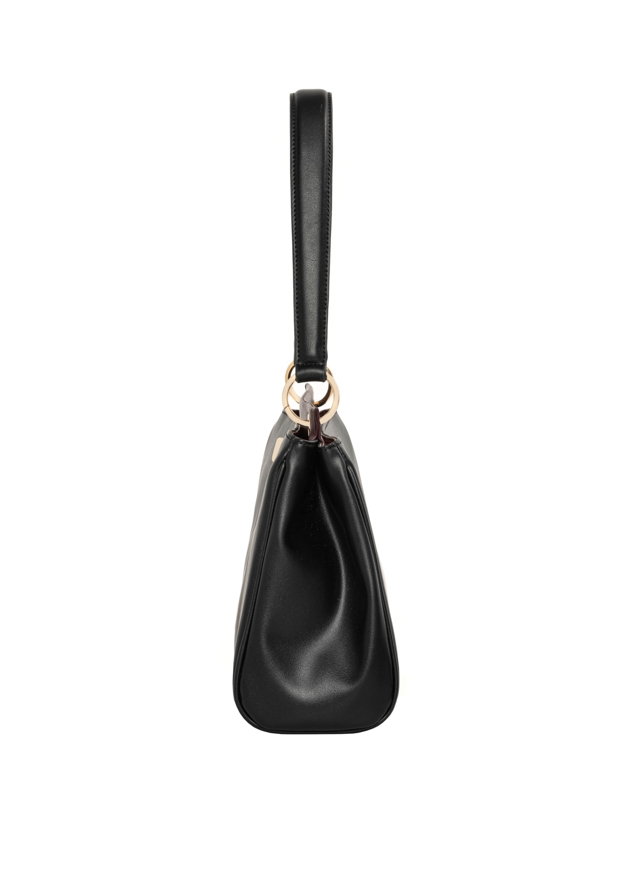 Black women's shoulder bag TOREC-1376-99(Z26), product view from the side on a white background.