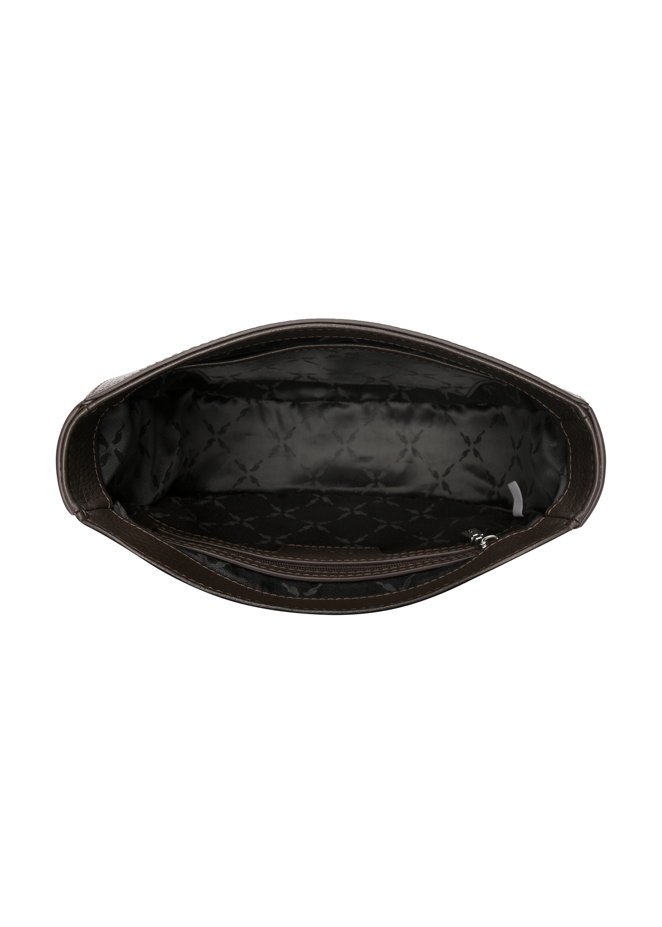 Brown suede women's messenger bag TORES-1398-1I(Z26), product view inside on white background.