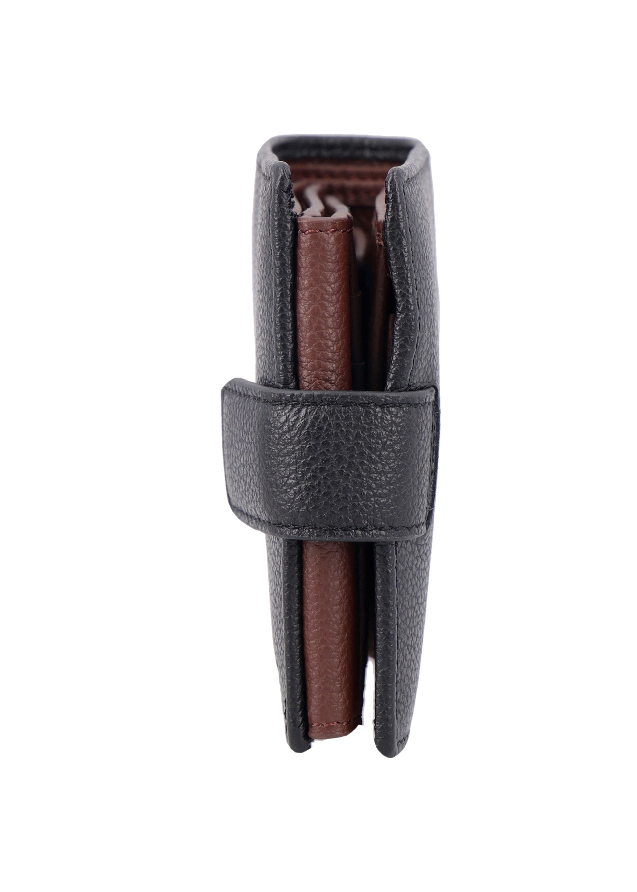 Black men's leather wallet PORMS-0719-99(Z26) - side view of the product, on a white background.