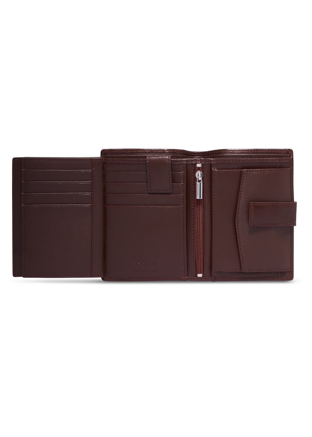 Brown men's wallet made of genuine leather PORMS-0739-1G(Z26), product view inside on white background.