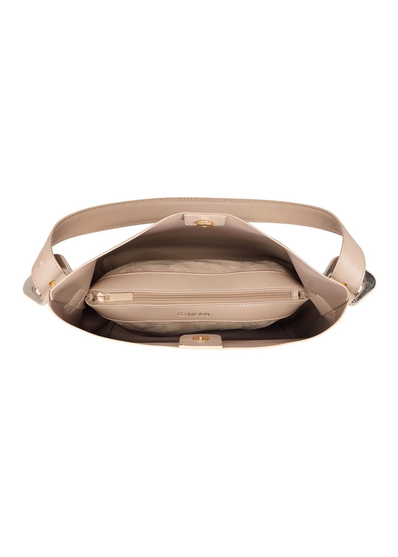 Beige women's shopper bag TOREC-0903-1B(W26), product view inside on white background.