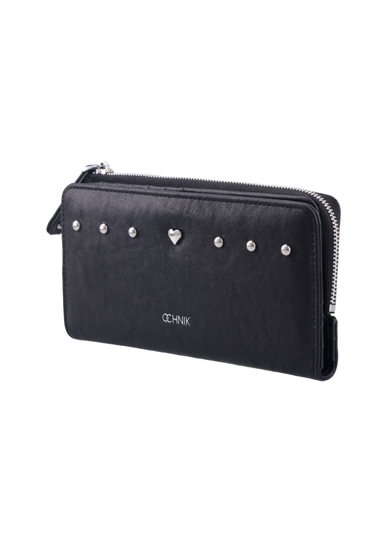 Black large women's wallet POREC-0446-99(Z26) - diagonal product view, on a white background.